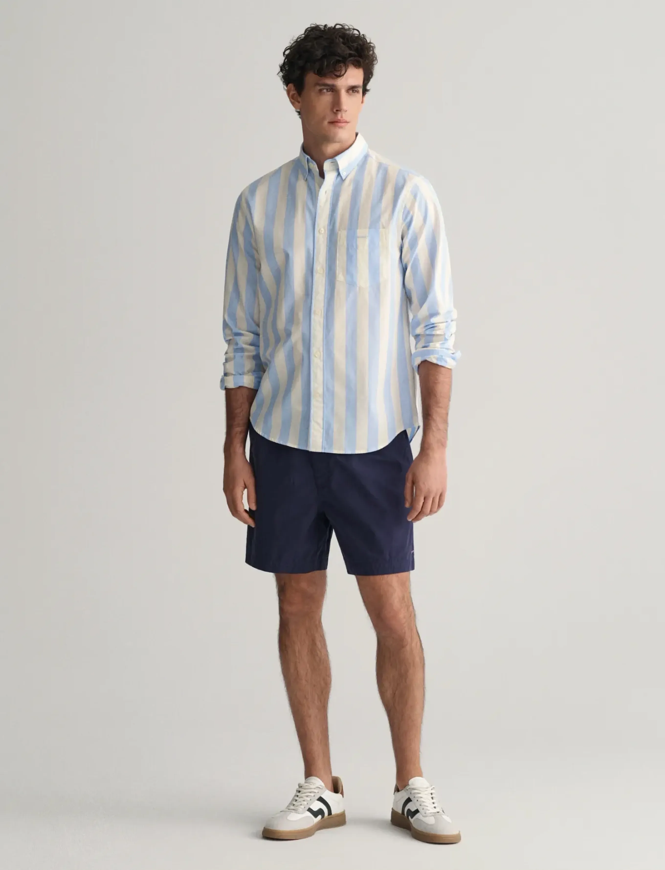 Gant - REG POPLIN PARASOL STRIPE SHIRT - gestreifte hemden - capri blue - 4
