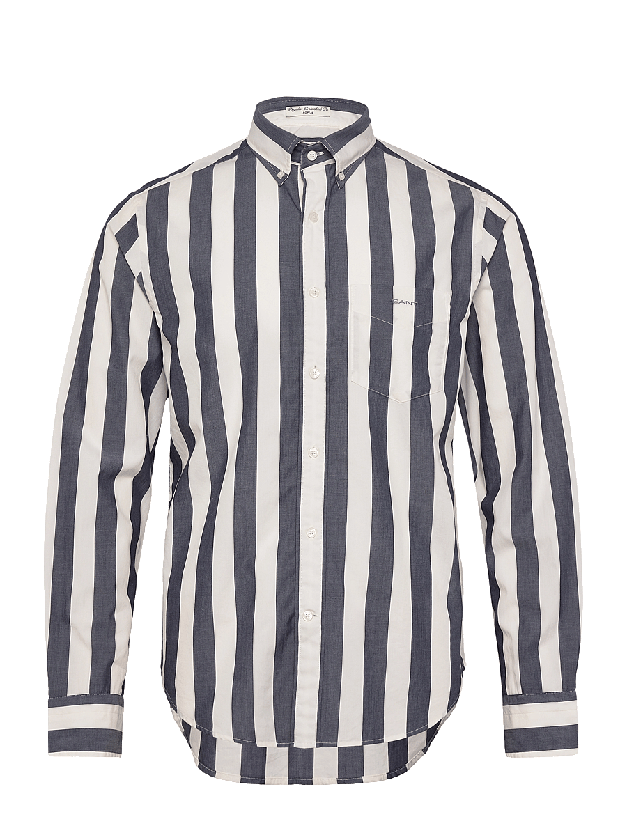 Gant - REG POPLIN PARASOL STRIPE SHIRT - stribede skjorter - evening blue - 0