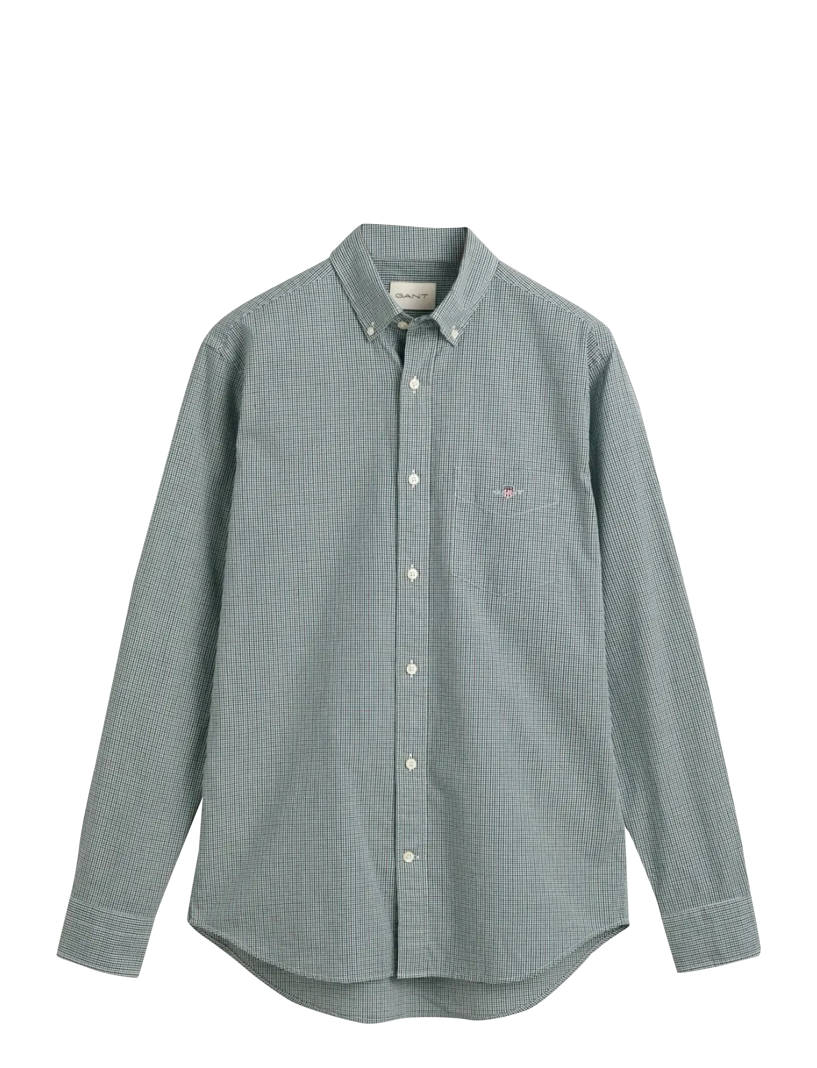 REG POPLIN MICRO GINGHAM SHIRT - DEEP FOREST GREEN