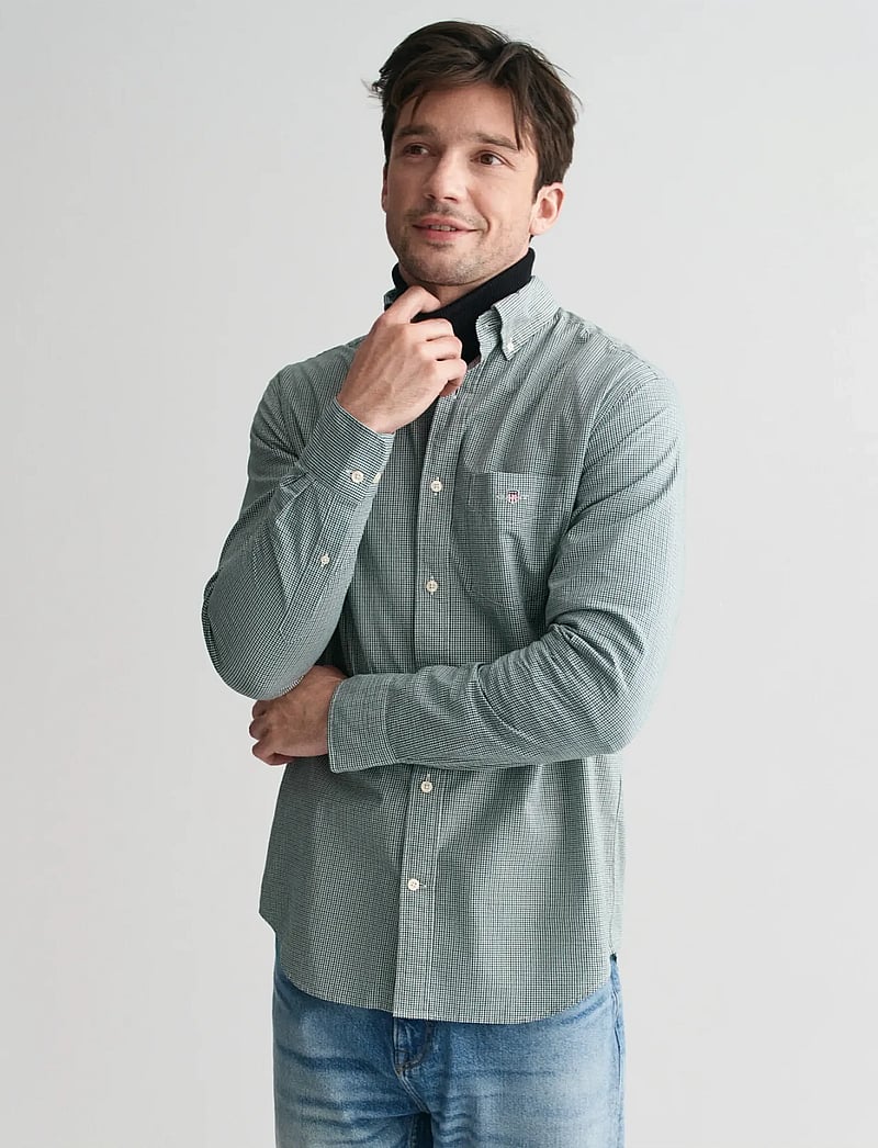 GANT - REG POPLIN MICRO GINGHAM SHIRT - basic-hemden - deep forest green - 0