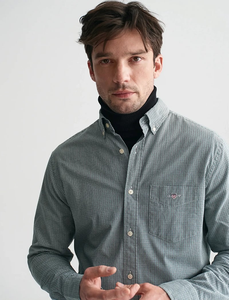 GANT - REG POPLIN MICRO GINGHAM SHIRT - basic-hemden - deep forest green - 3
