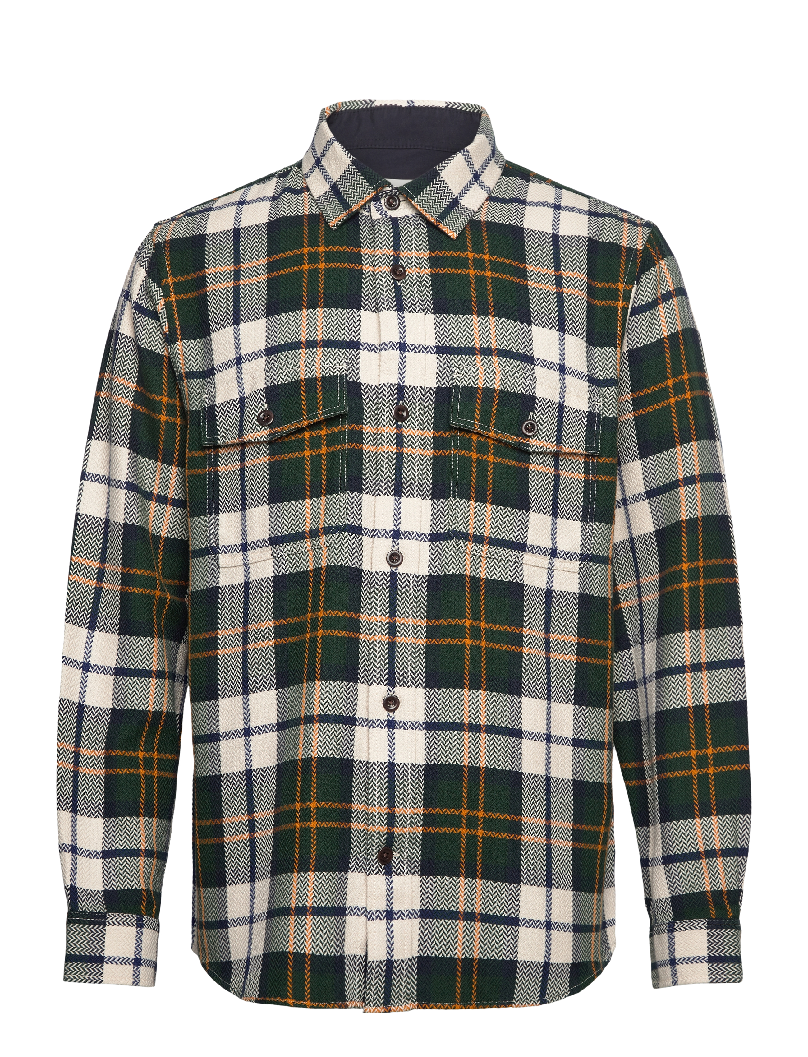 GANT - HERRINGBONE CHECK OVERSHIRT - tartan green - 1