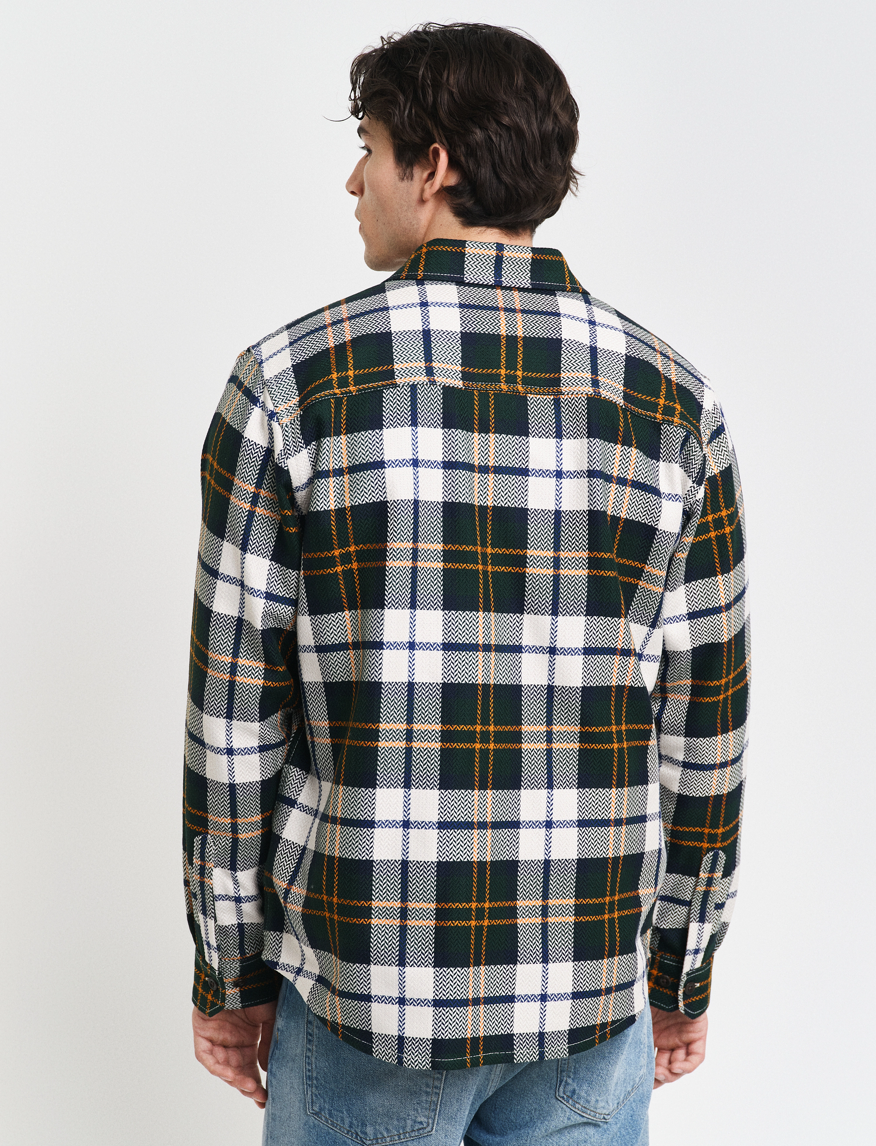 GANT - HERRINGBONE CHECK OVERSHIRT - tartan green - 3