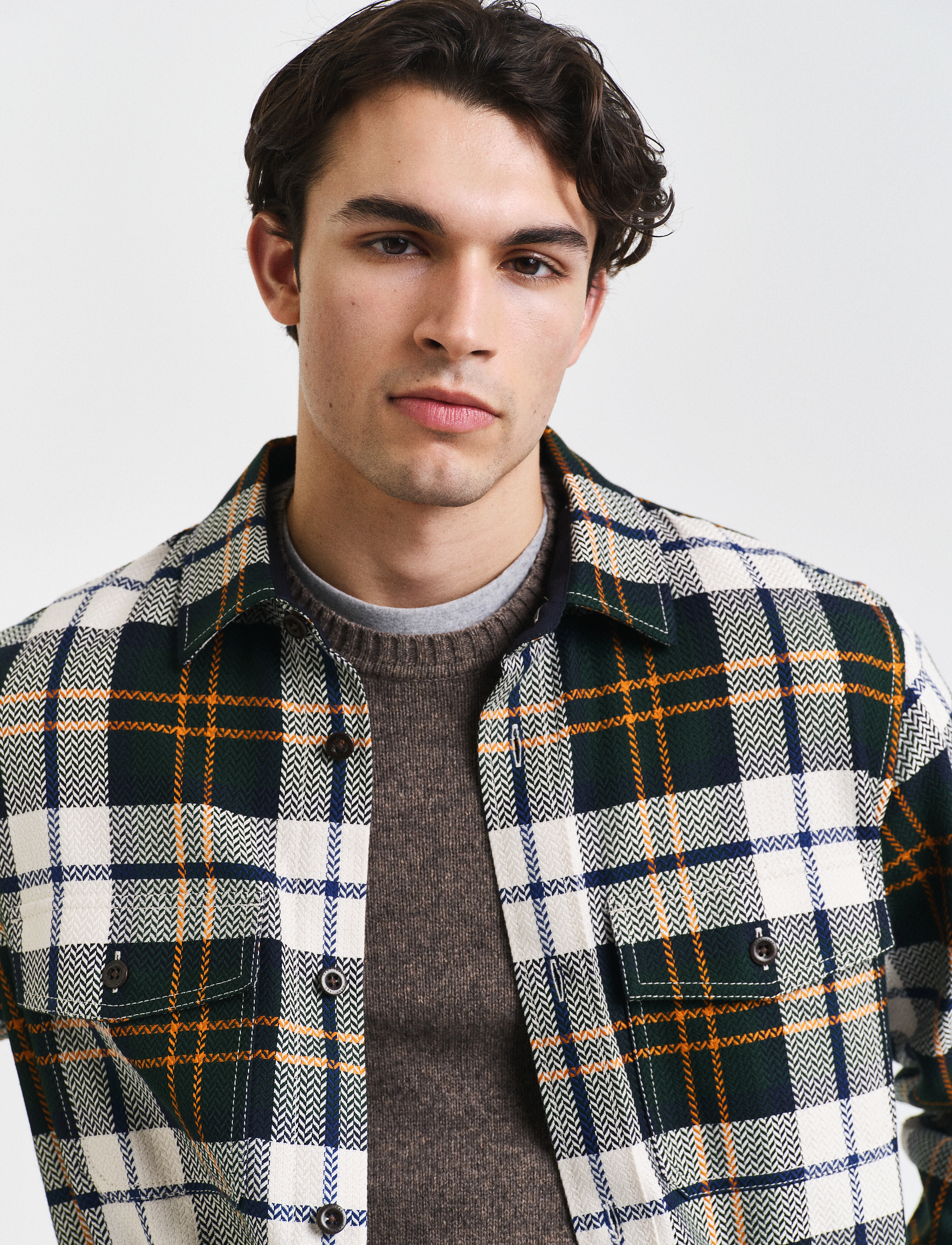 GANT - HERRINGBONE CHECK OVERSHIRT - tartan green - 4