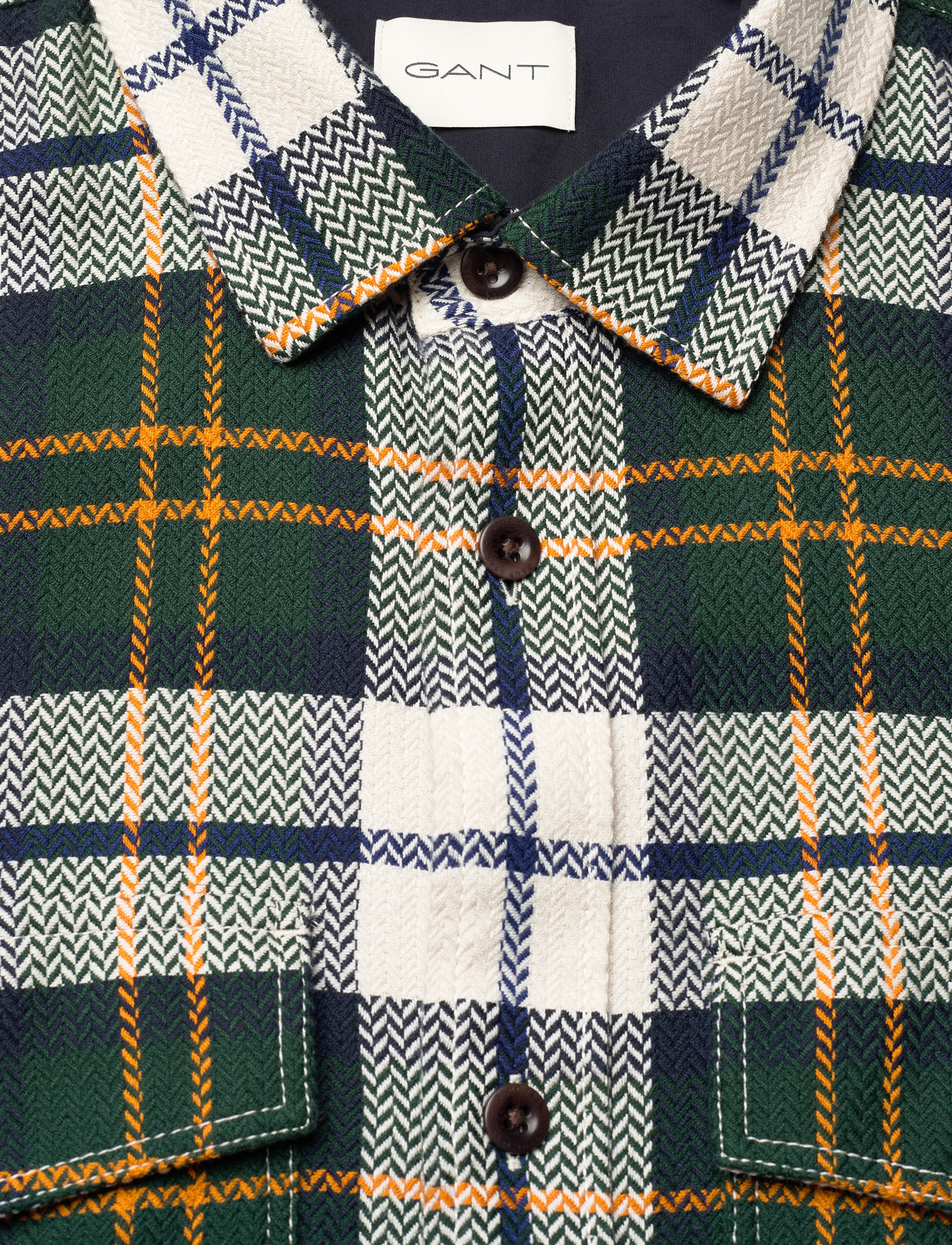 GANT - HERRINGBONE CHECK OVERSHIRT - tartan green - 5