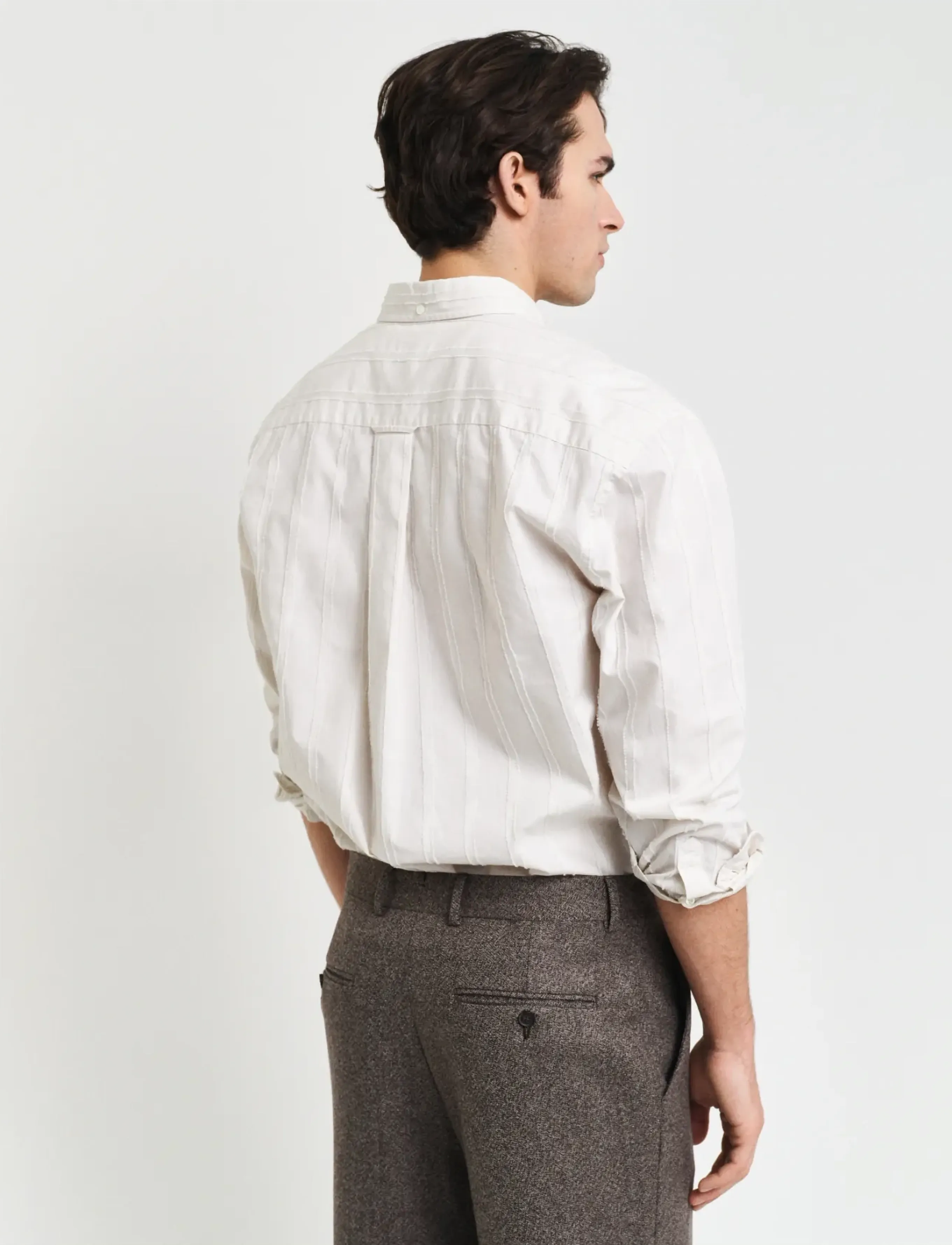 Gant - REL TEXTURE STRIPE SHIRT - casual skjortor - cream - 2
