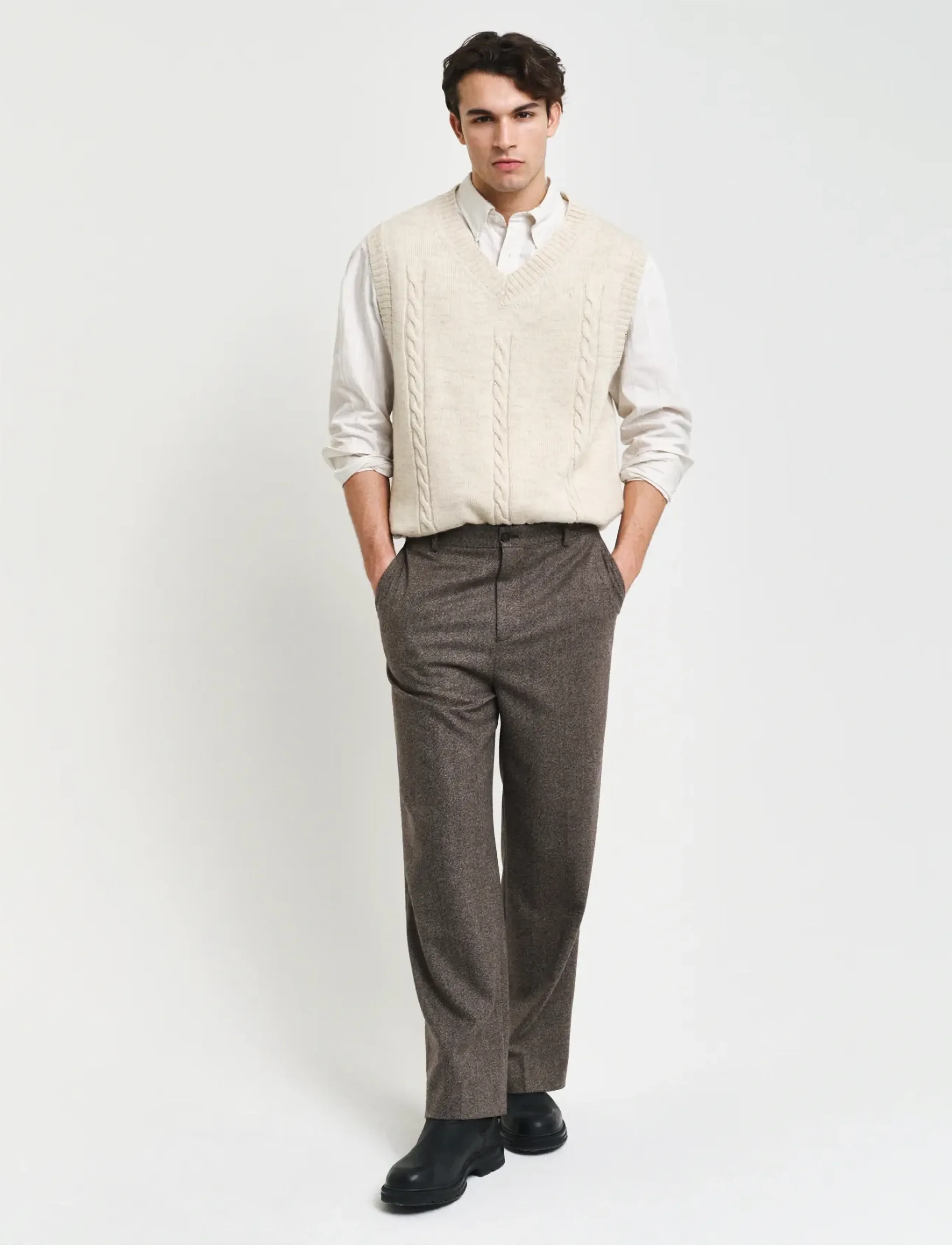 Gant - REL TEXTURE STRIPE SHIRT - casual skjortor - cream - 4
