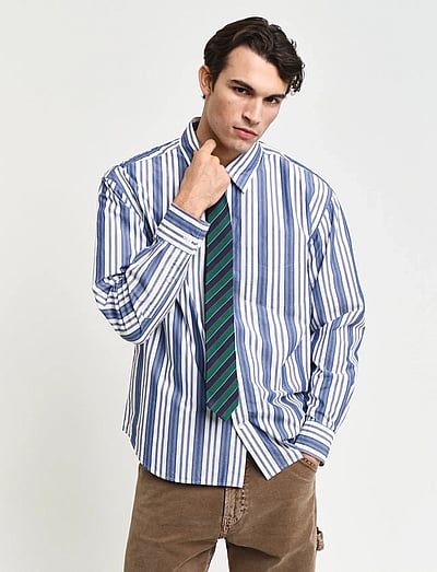 Rel Papery Poplin Stripe Shirt - Stribede Skjorter