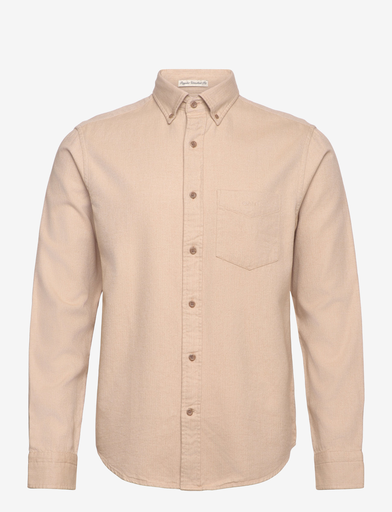 GANT - REG HERRINGBONE FLANNEL SHIRT - basic skjorter - caramel beige - 0