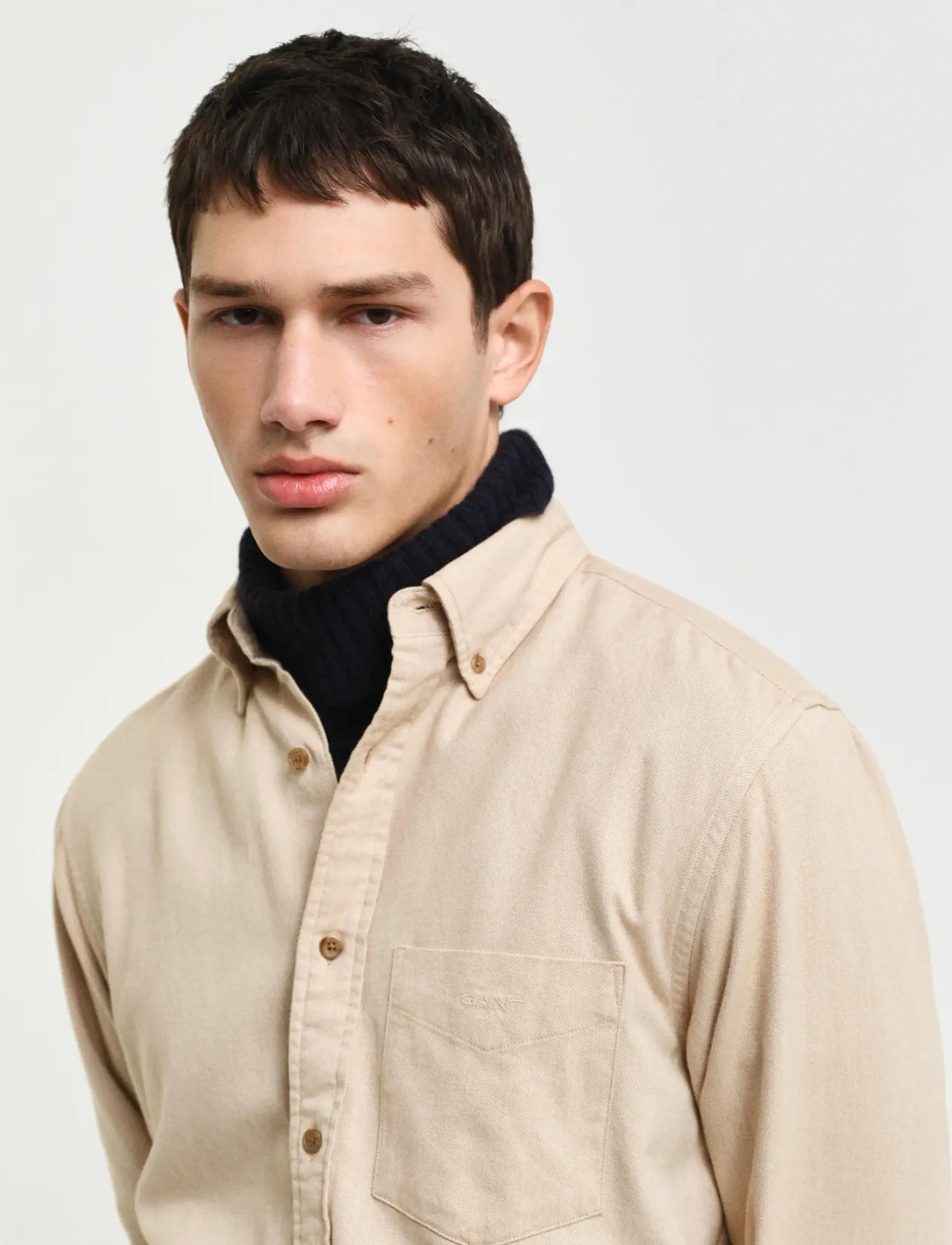 GANT - REG HERRINGBONE FLANNEL SHIRT - caramel beige - 4