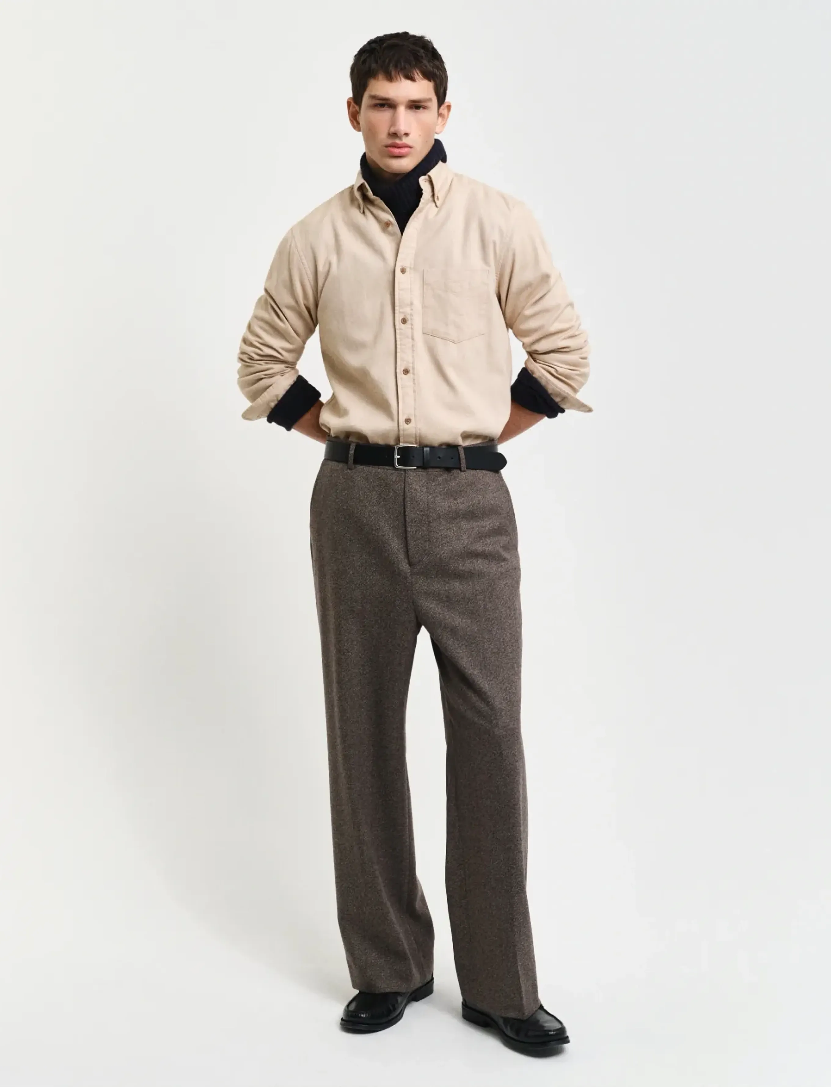 GANT - REG HERRINGBONE FLANNEL SHIRT - caramel beige - 5