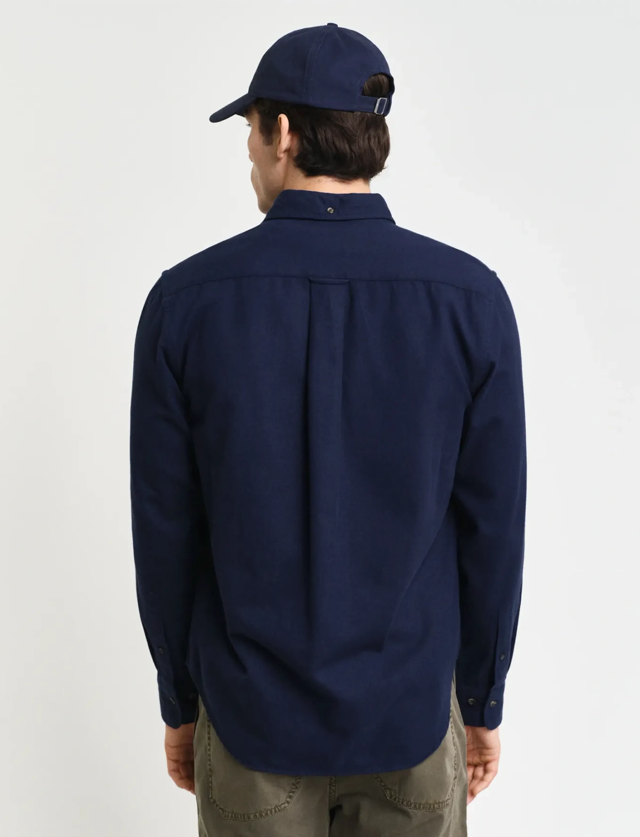 GANT - REG HERRINGBONE FLANNEL SHIRT - evening blue - 3
