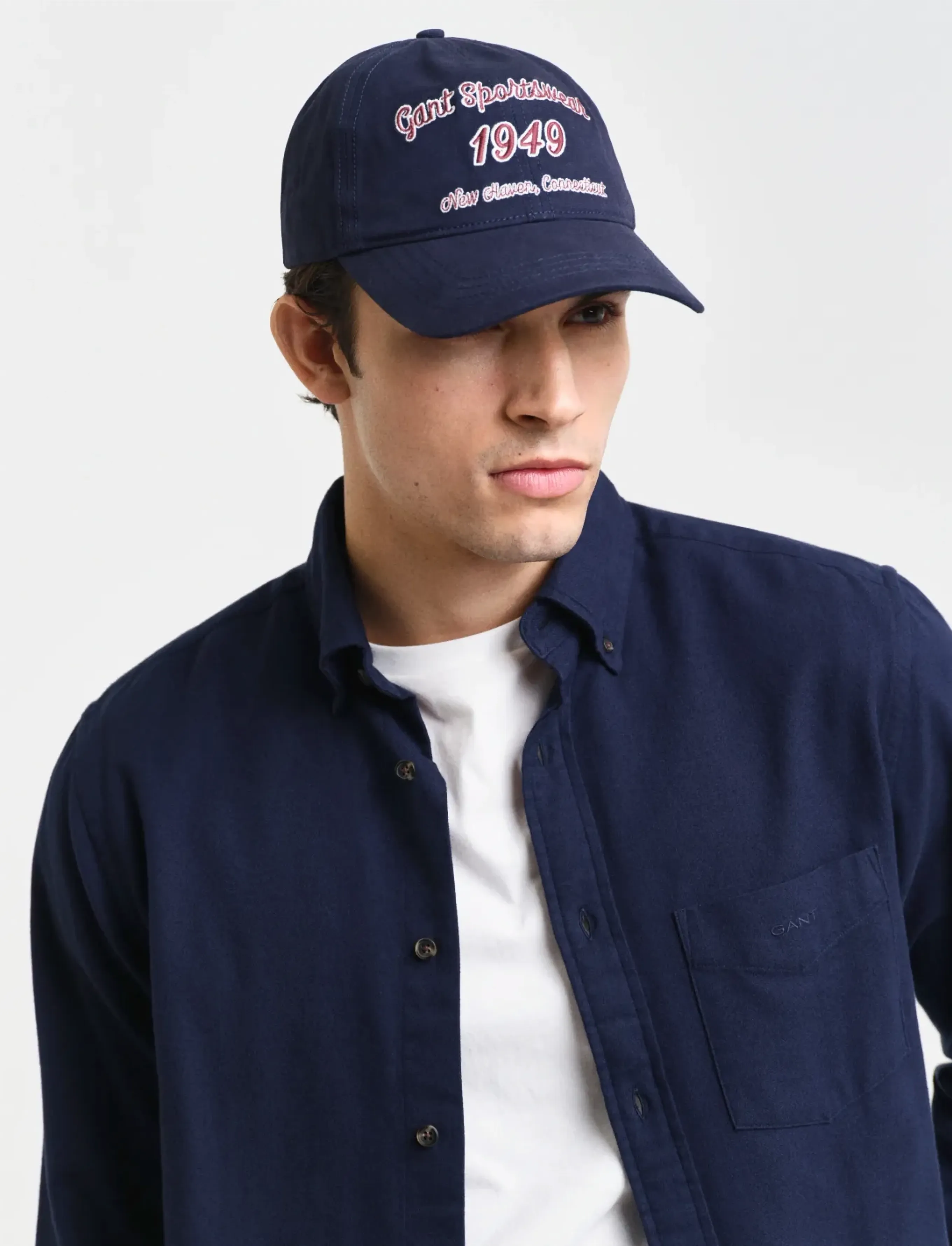 GANT - REG HERRINGBONE FLANNEL SHIRT - evening blue - 4