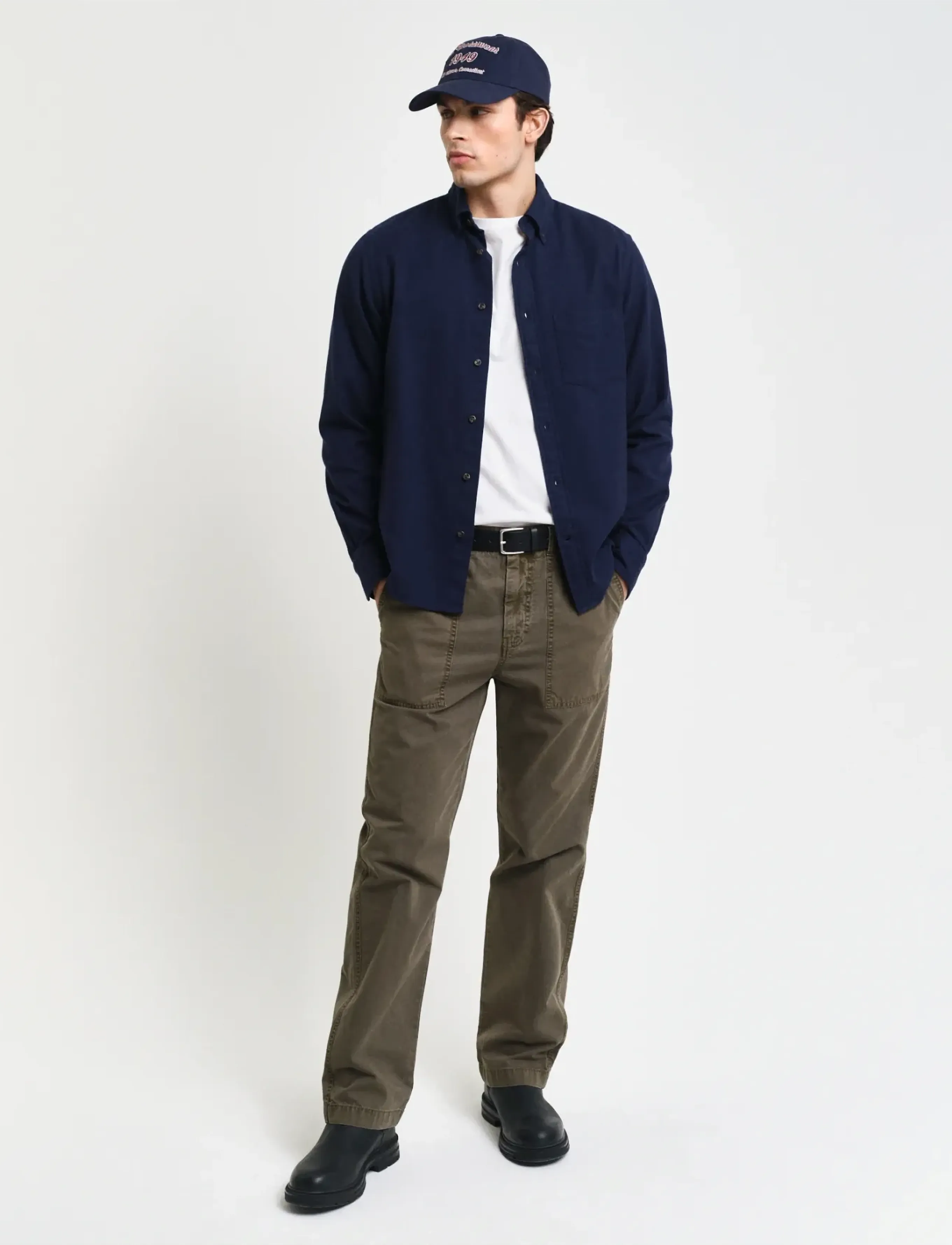 GANT - REG HERRINGBONE FLANNEL SHIRT - evening blue - 5