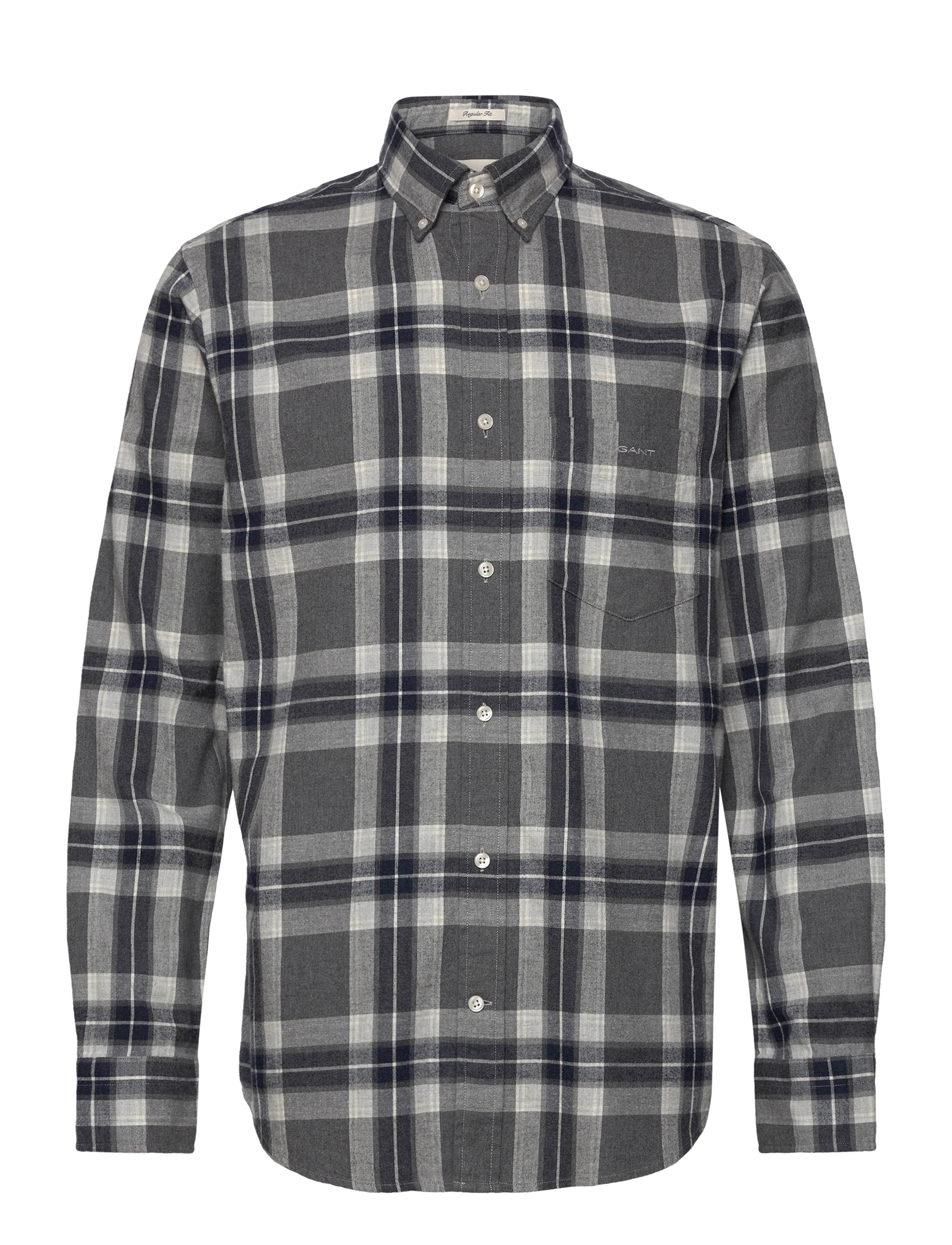 GANT - REG TARTAN MELANGE CHECK SHIRT - dark grey melange - 1