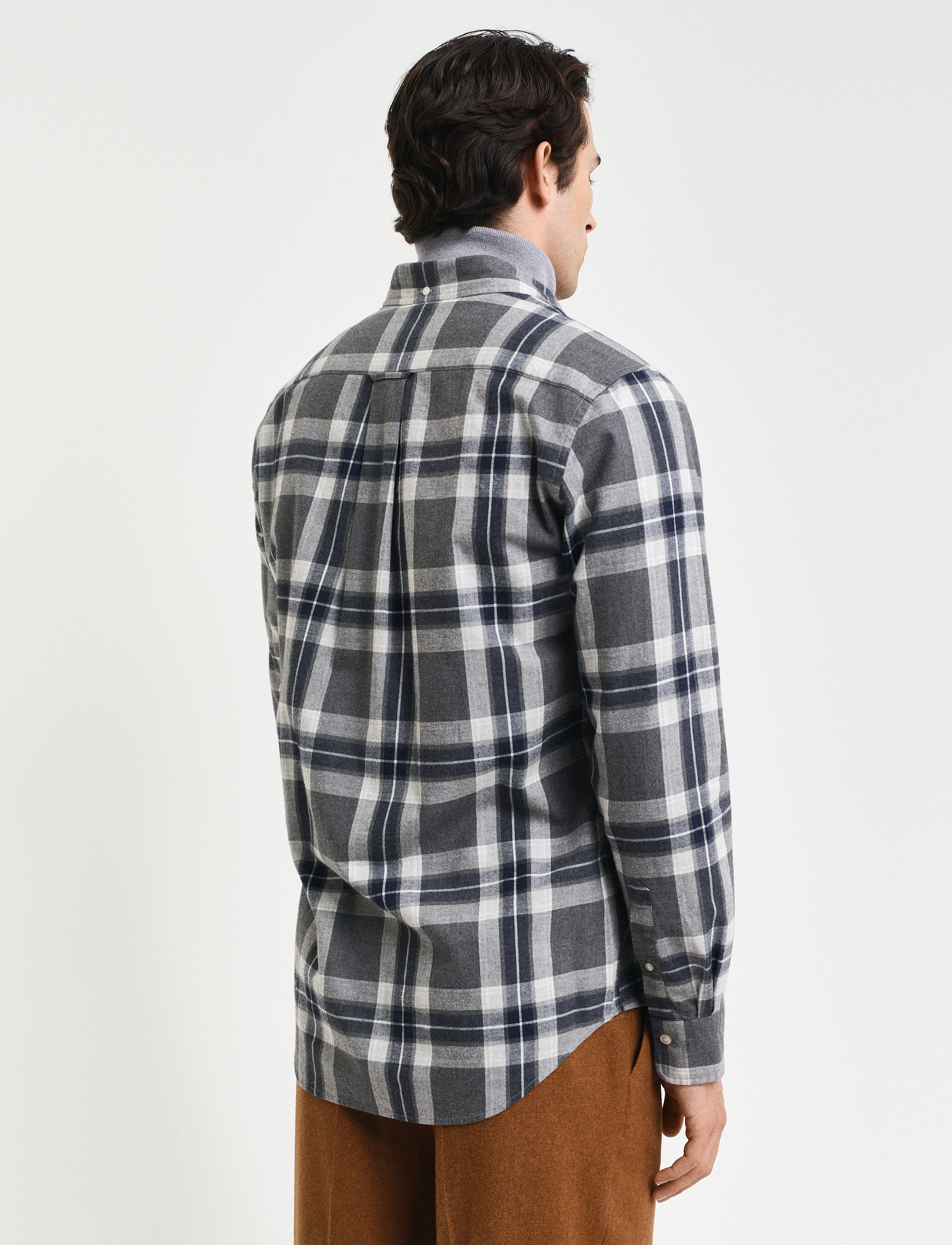 GANT - REG TARTAN MELANGE CHECK SHIRT - dark grey melange - 2