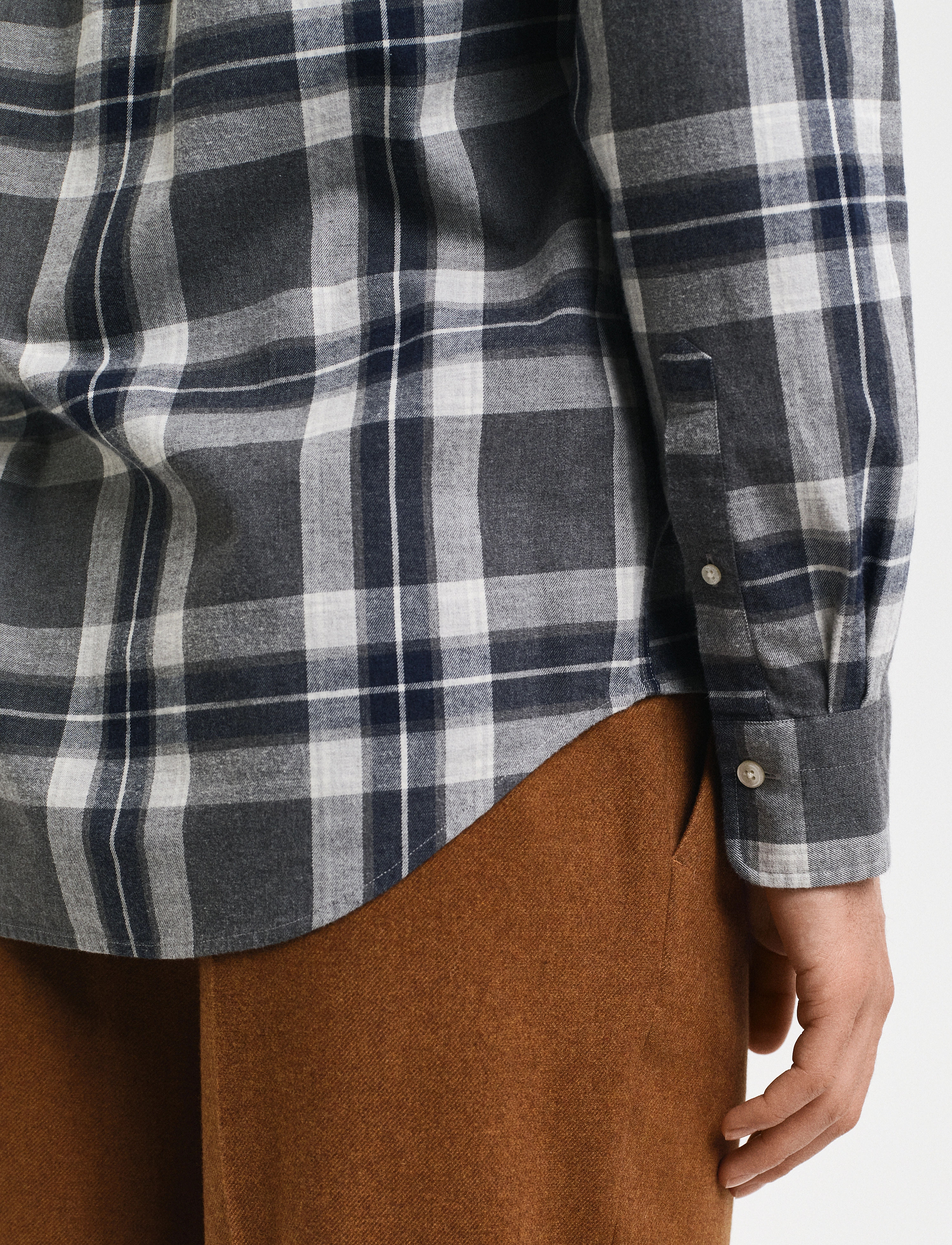 GANT - REG TARTAN MELANGE CHECK SHIRT - dark grey melange - 4