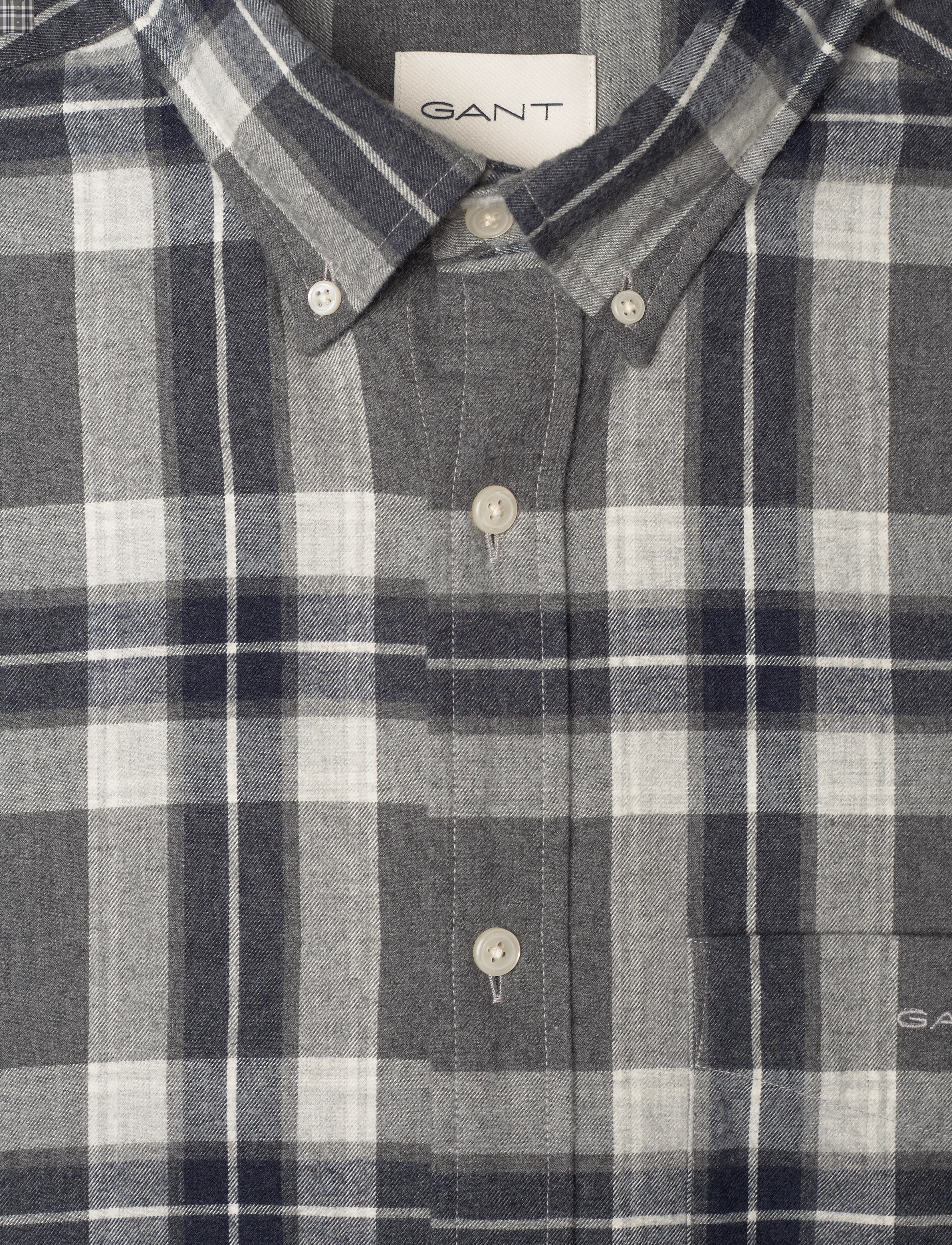 GANT - REG TARTAN MELANGE CHECK SHIRT - dark grey melange - 5