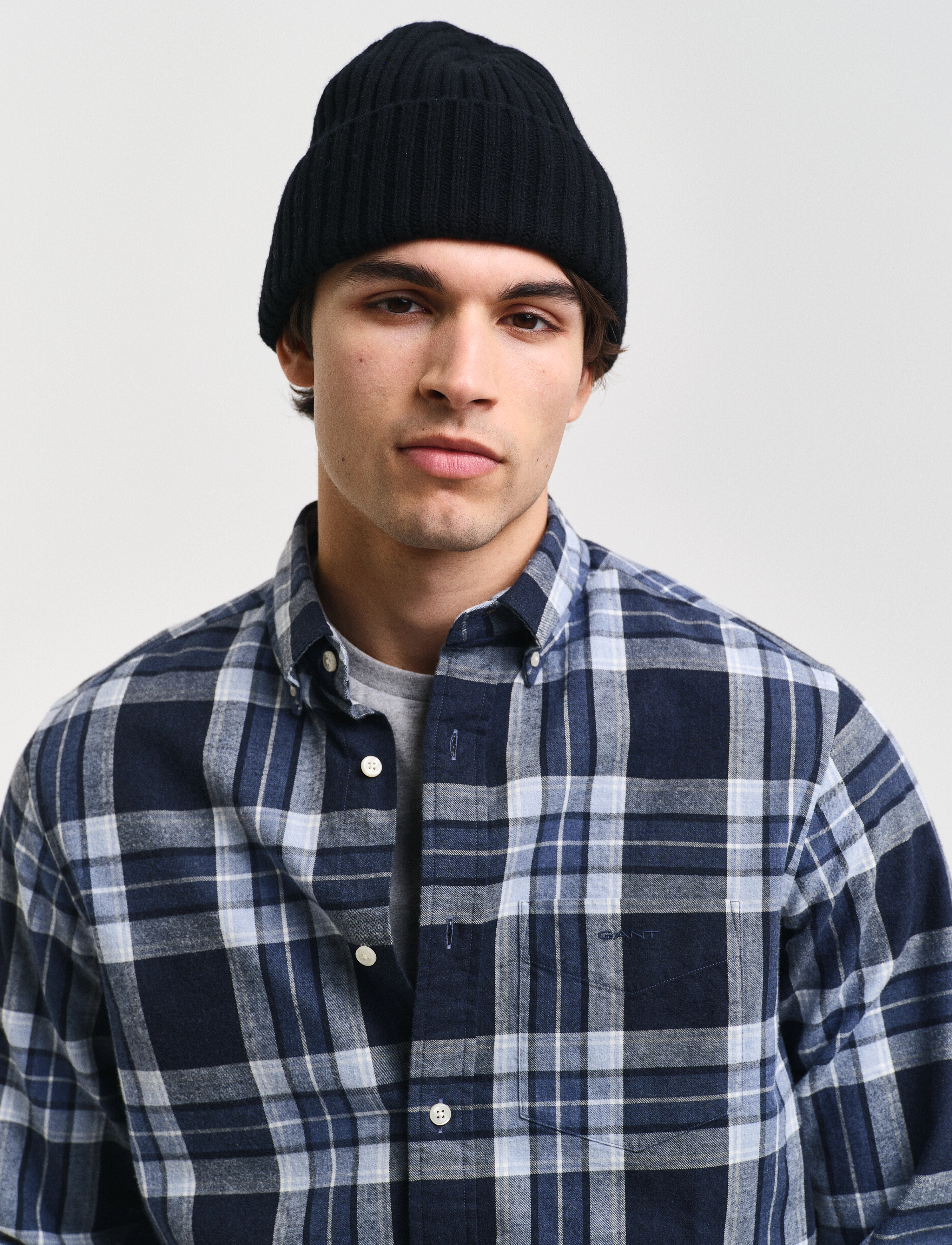 GANT - REG TARTAN MELANGE CHECK SHIRT - evening blue - 4