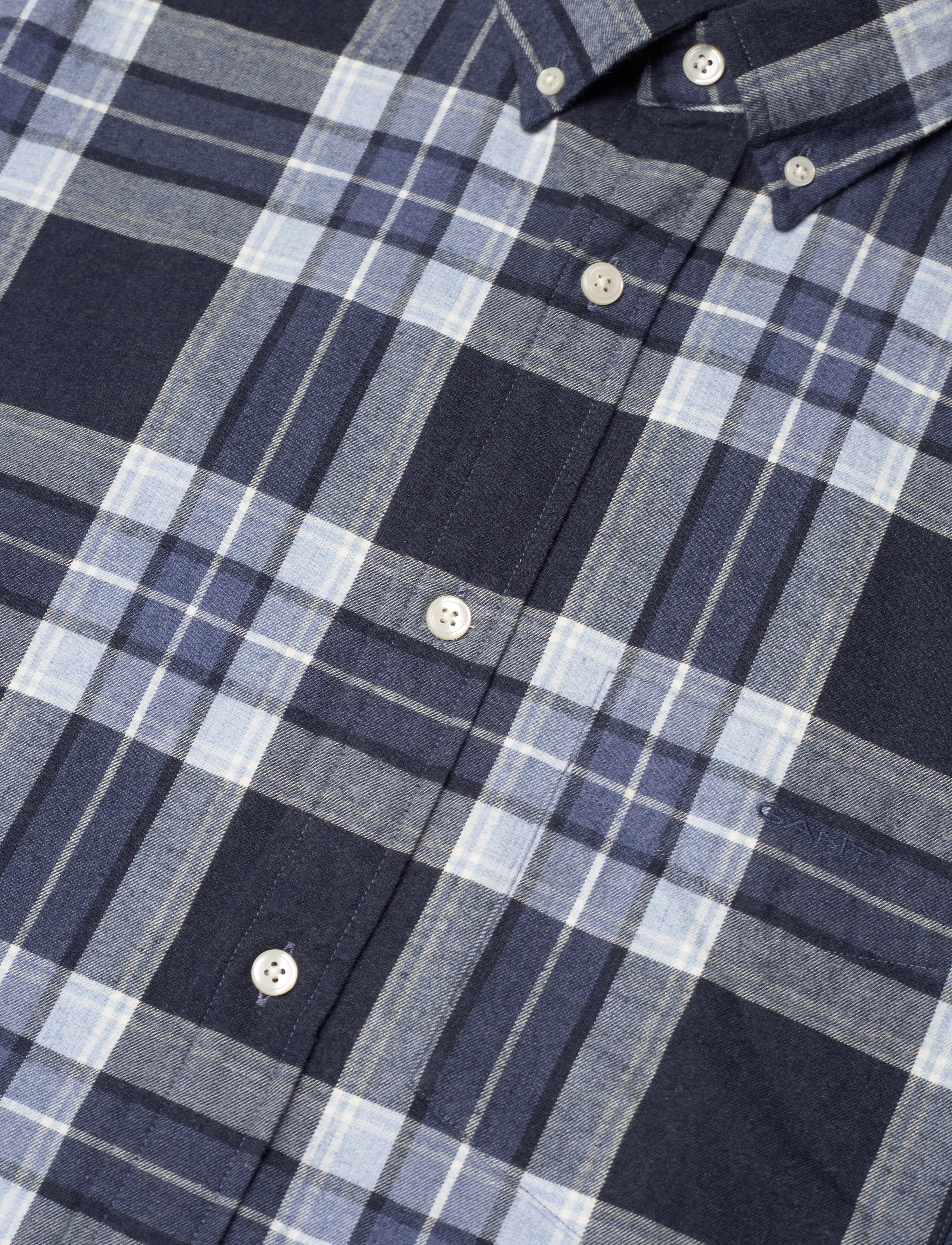 GANT - REG TARTAN MELANGE CHECK SHIRT - evening blue - 5