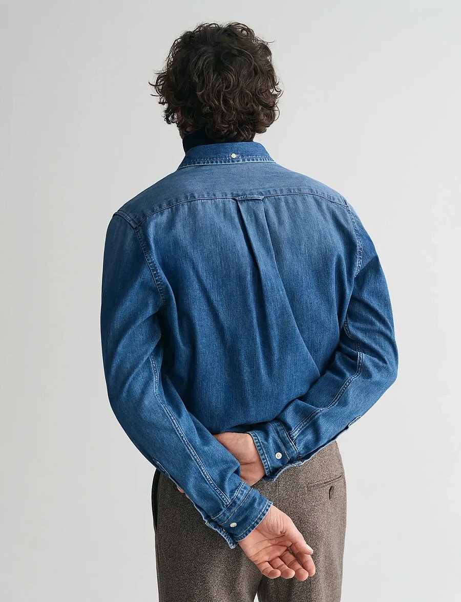 Gant - REG DENIM SHIRT - jeanshemden - mid blue worn in - 3