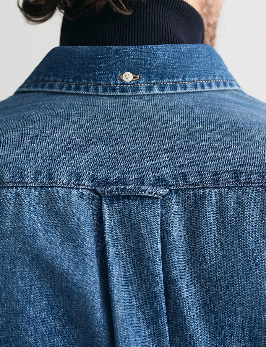 Gant - REG DENIM SHIRT - jeanshemden - mid blue worn in - 4