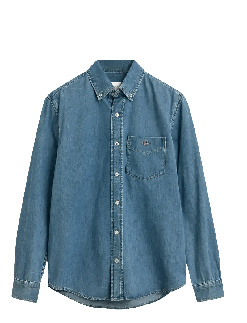 GANT - REG DENIM SHIRT - basic-hemden - semi light blue worn in - 1