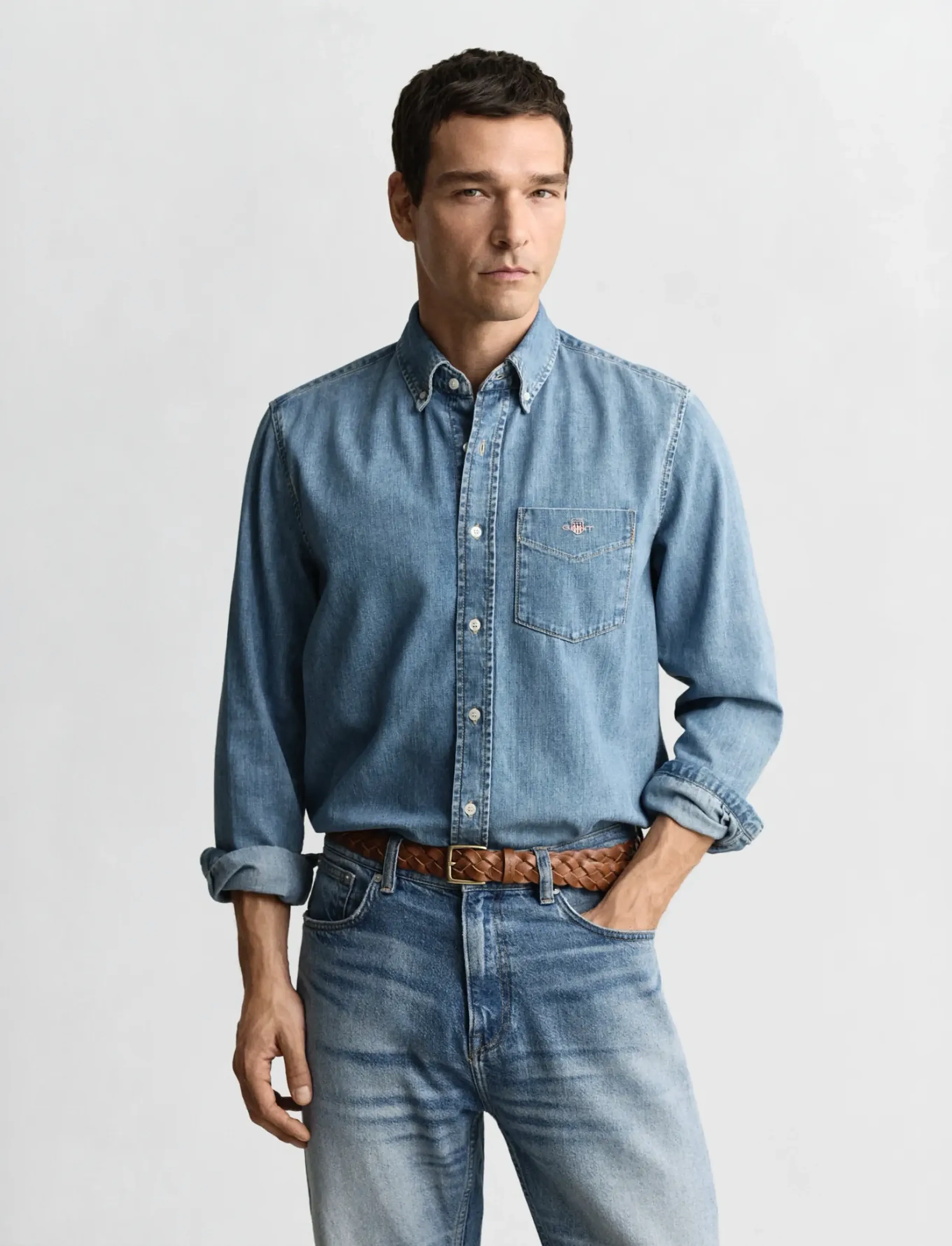 GANT REG DENIM SHIRT - Kollektsioonid - SEMI LIGHT BLUE WORN IN / blue
