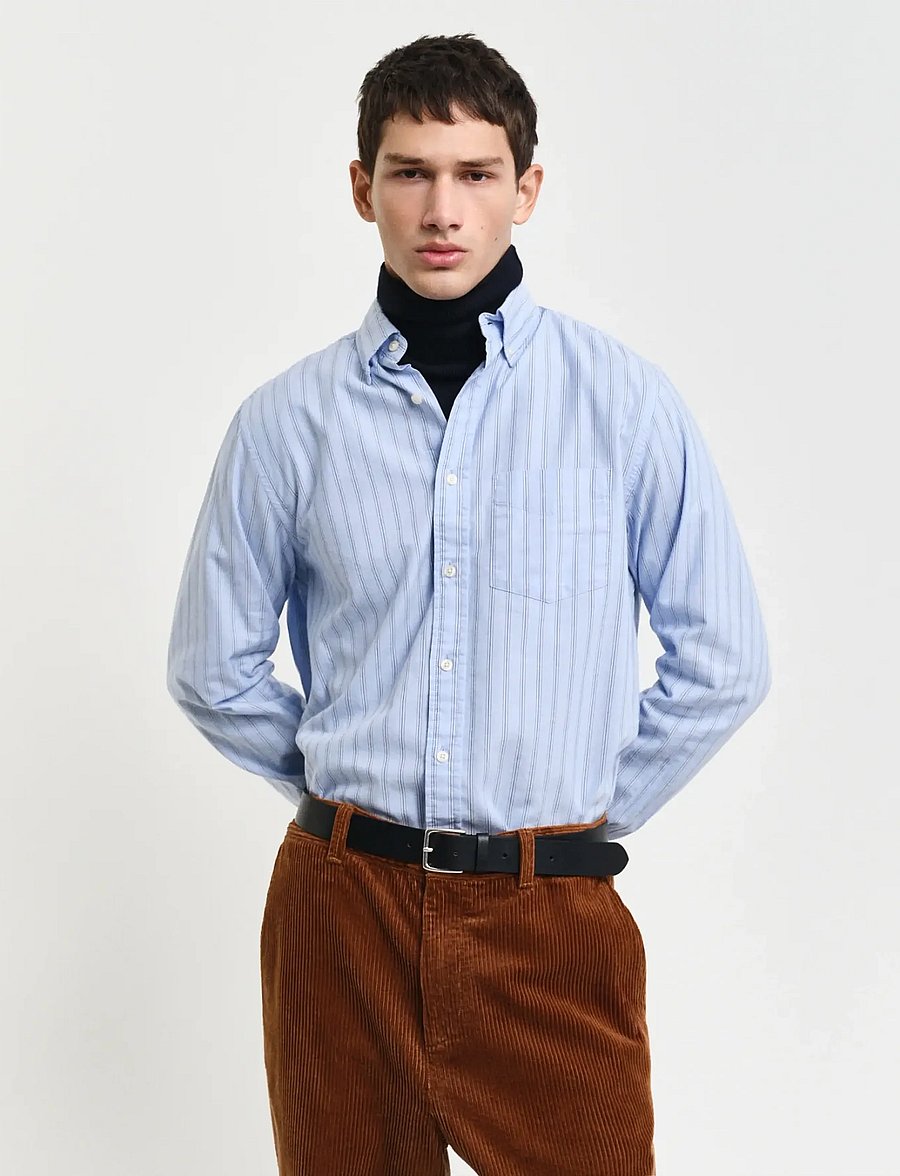 Gant - REG ARCHIVE OXFORD STRIPE SHIRT - randiga skjortor - clear sky - 0