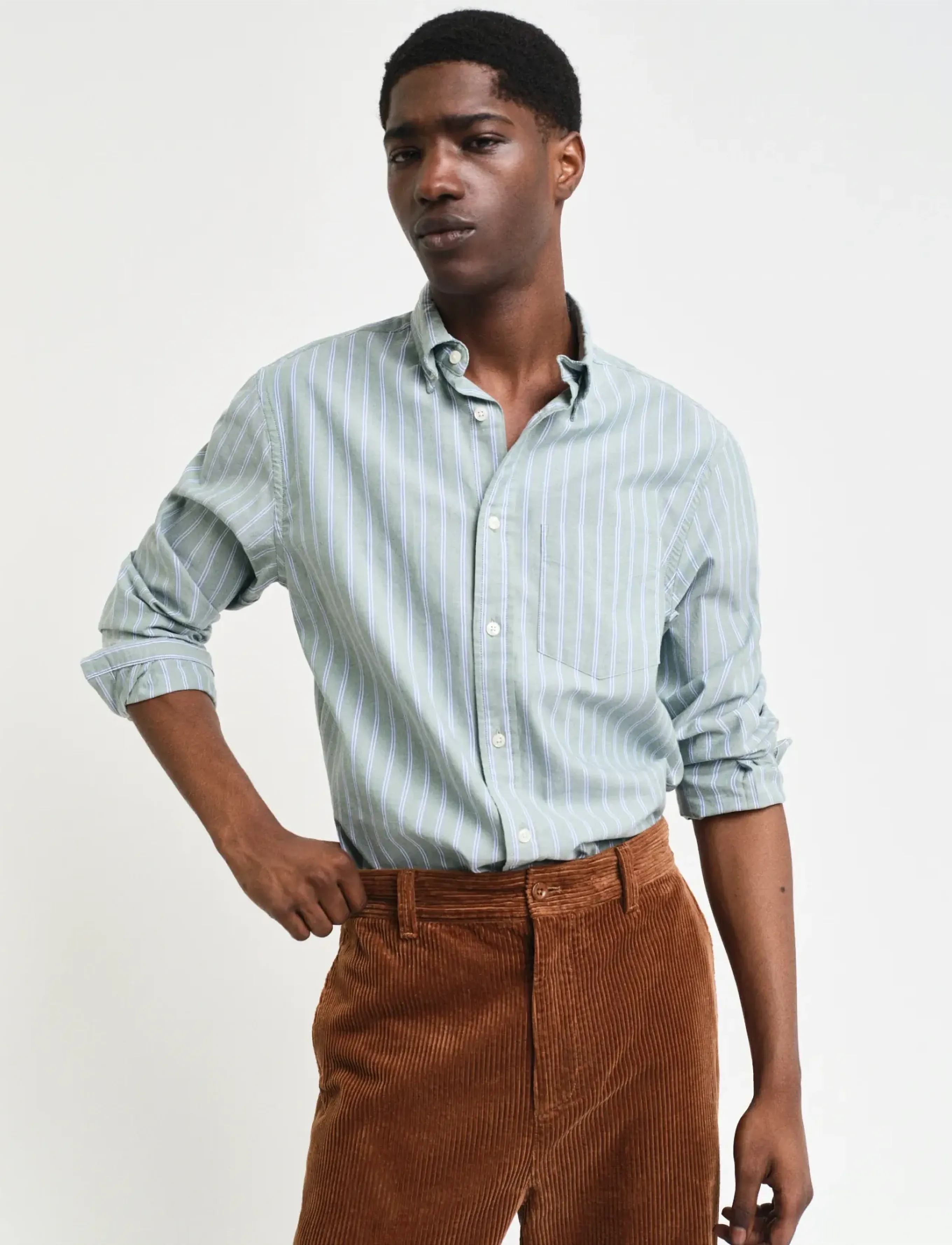 GANT REG ARCHIVE OXFORD STRIPE SHIRT - Kleidung - DRIED FOREST / blue