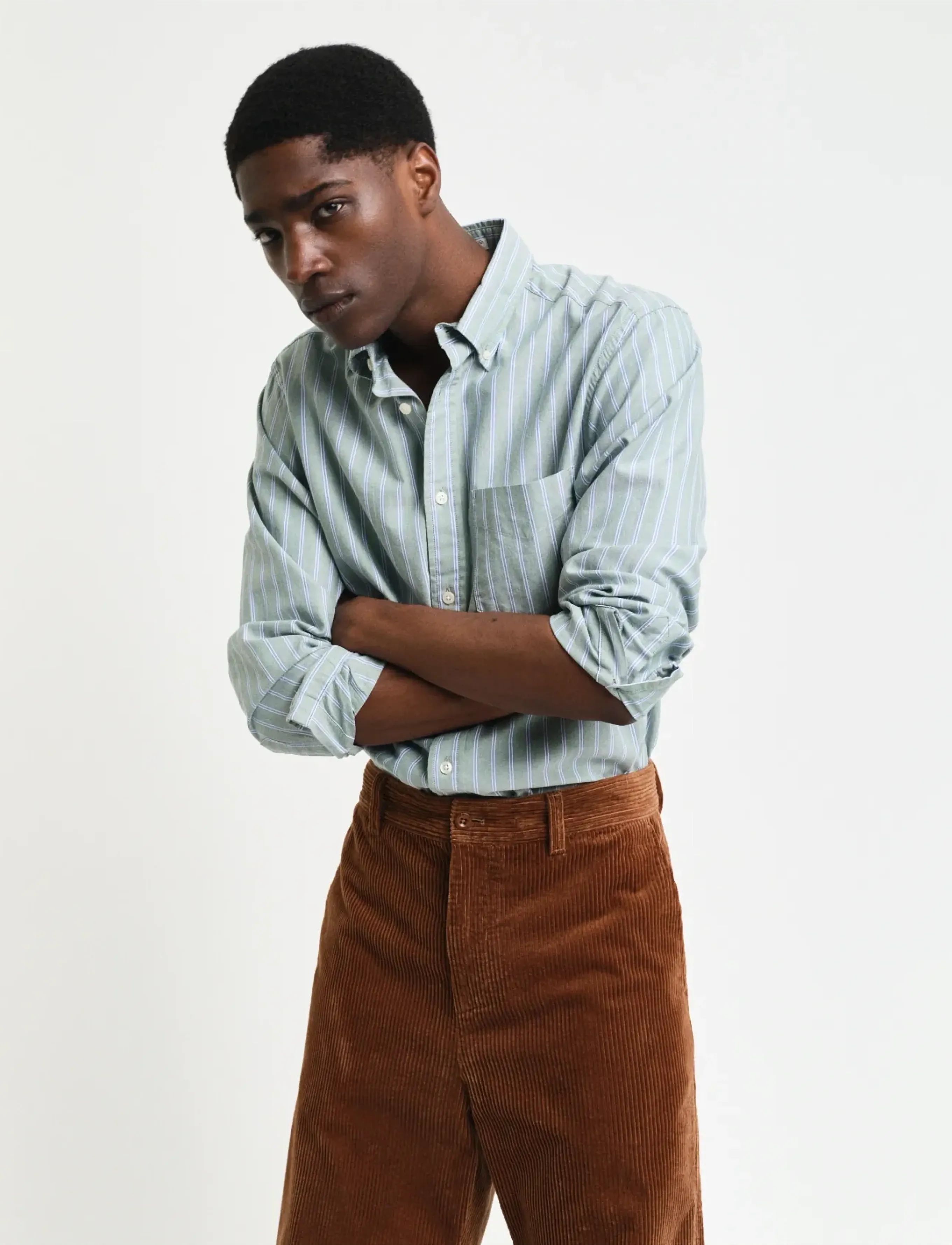 Gant - REG ARCHIVE OXFORD STRIPE SHIRT - randiga skjortor - dried forest - 3
