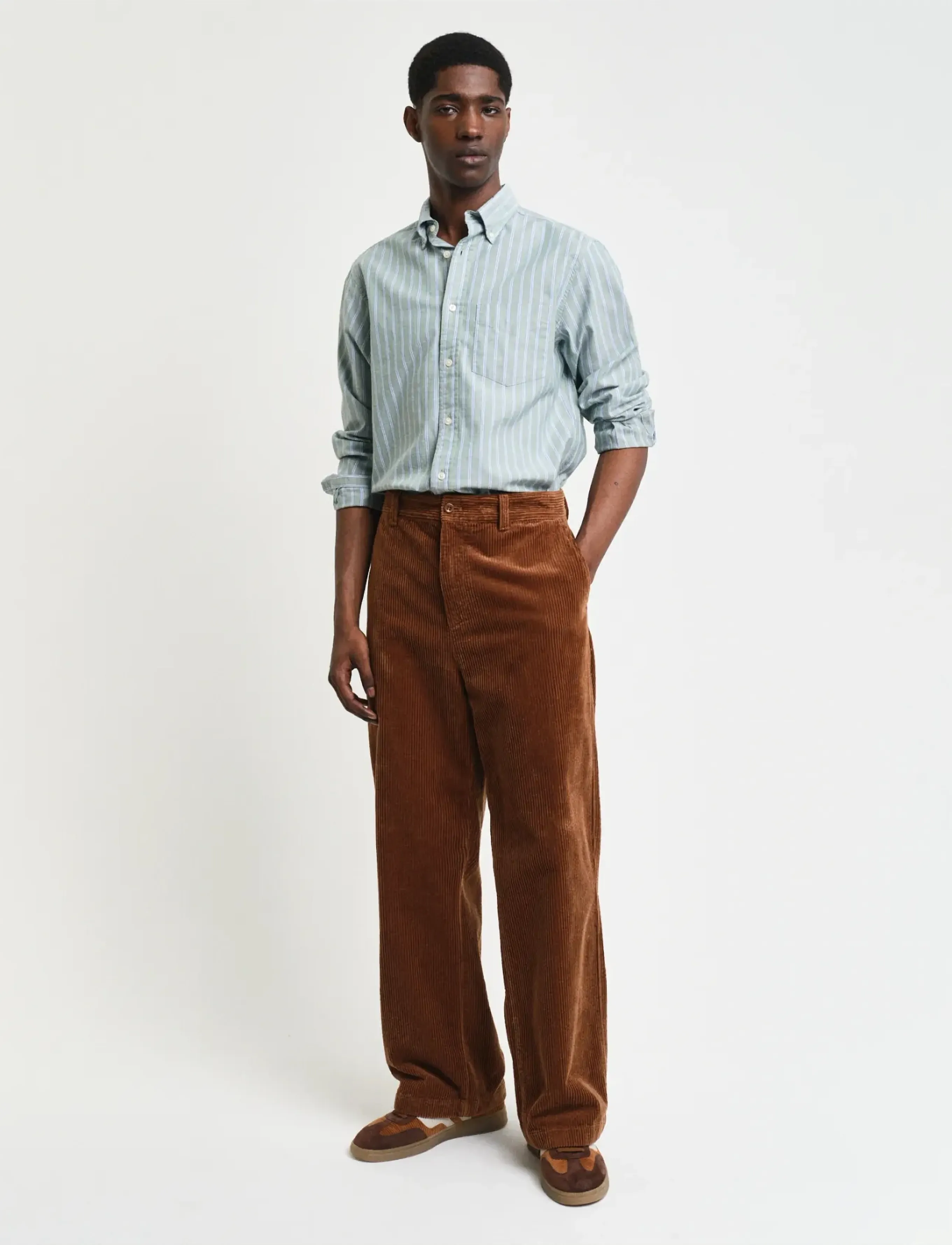 Gant - REG ARCHIVE OXFORD STRIPE SHIRT - randiga skjortor - dried forest - 4