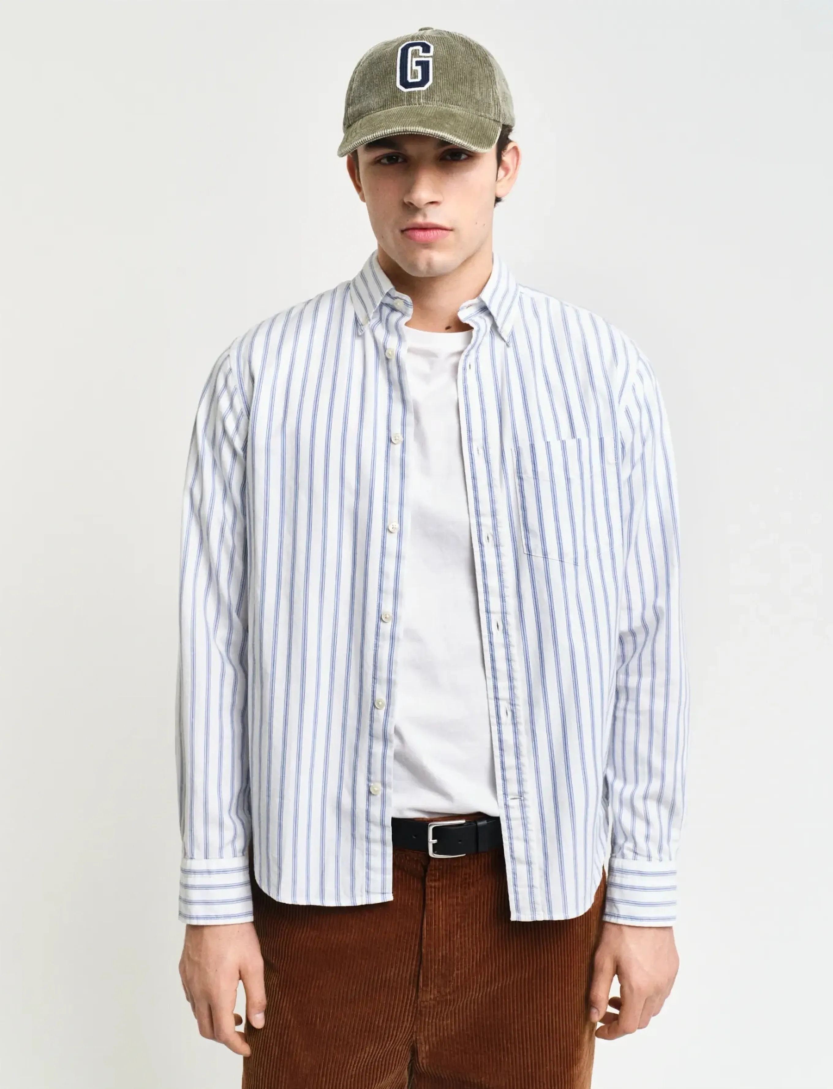 Gant REG ARCHIVE OXFORD STRIPE SHIRT - Gant - EGGSHELL / blue