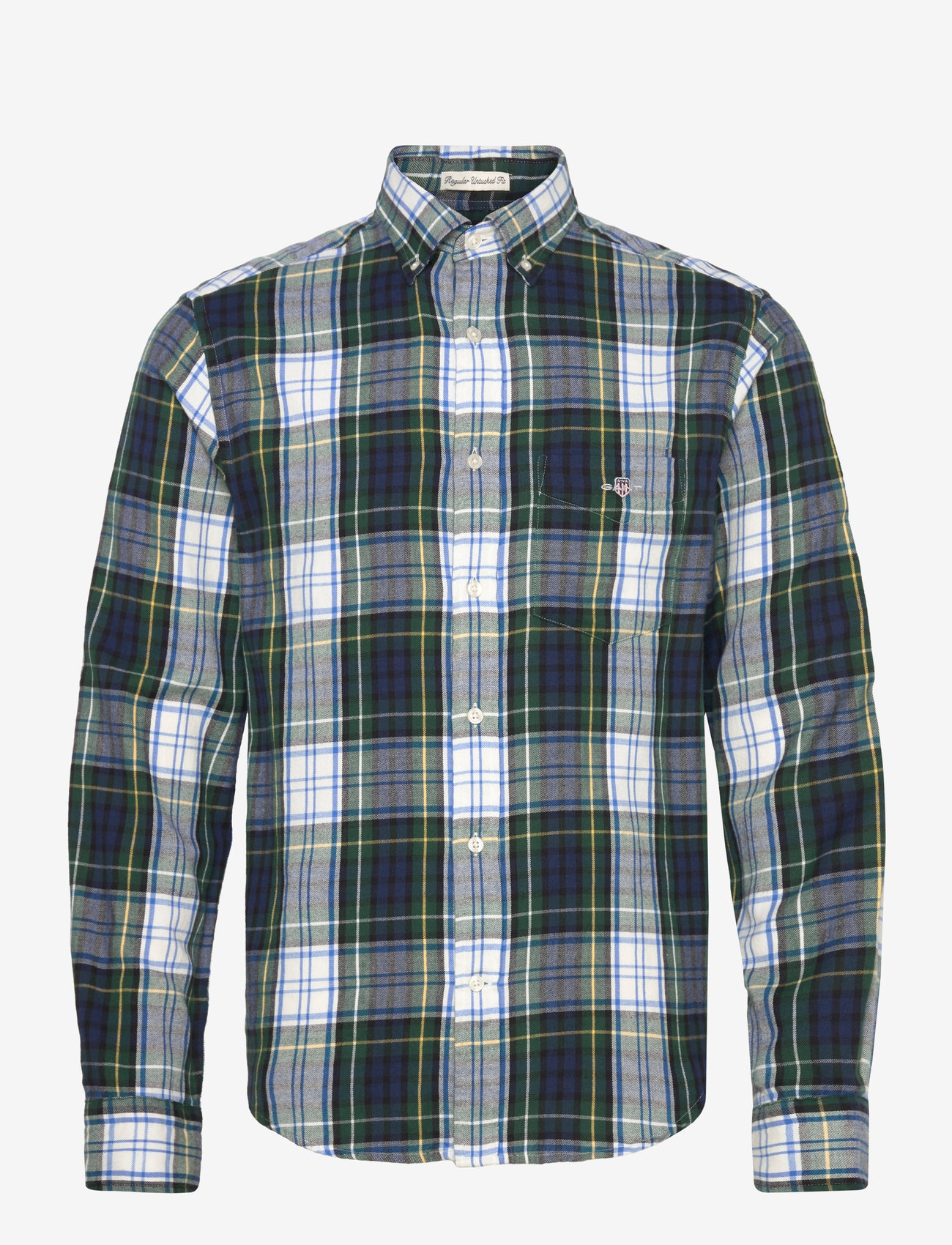 Gant - REG FLANNEL CHECK SHIRT - ternede skjorter - tartan green - 1