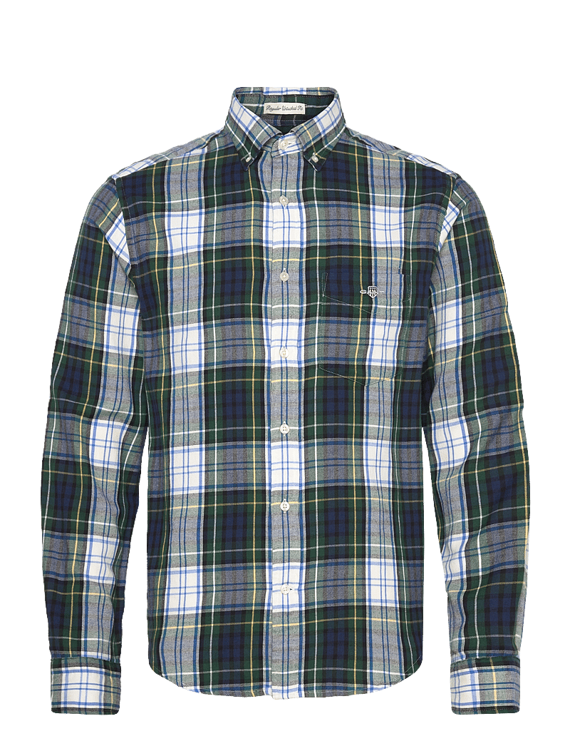 Gant - REG FLANNEL CHECK SHIRT - karierte hemden - tartan green - 1