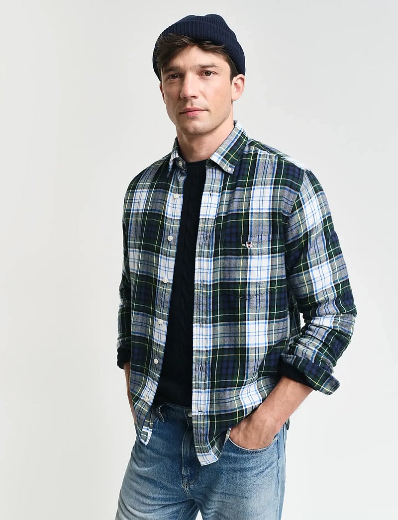 Gant - REG FLANNEL CHECK SHIRT - karierte hemden - tartan green - 0