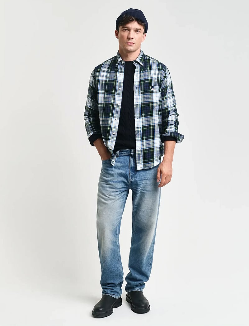 Gant - REG FLANNEL CHECK SHIRT - karierte hemden - tartan green - 5