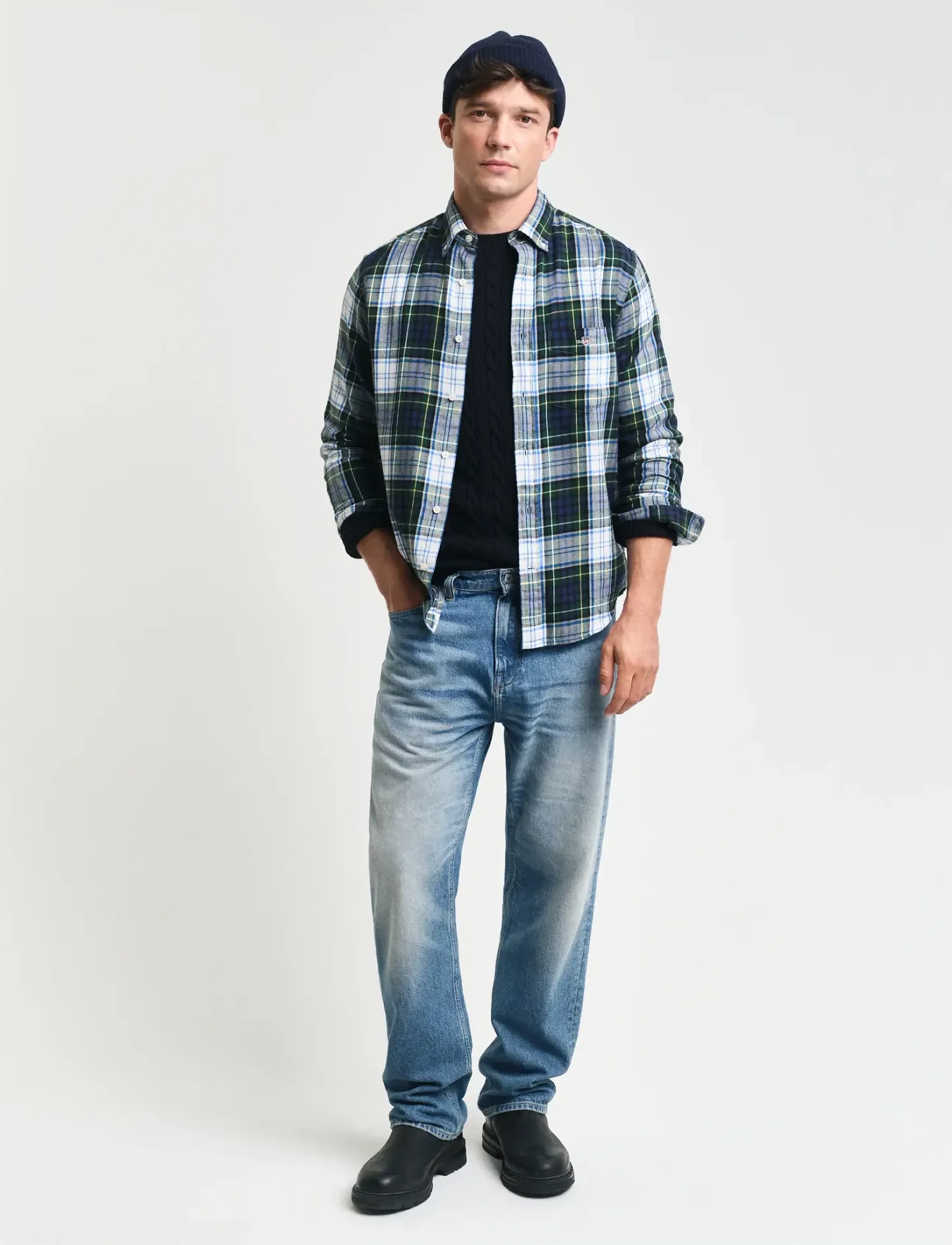 Gant - REG FLANNEL CHECK SHIRT - checkered shirts - tartan green - 5