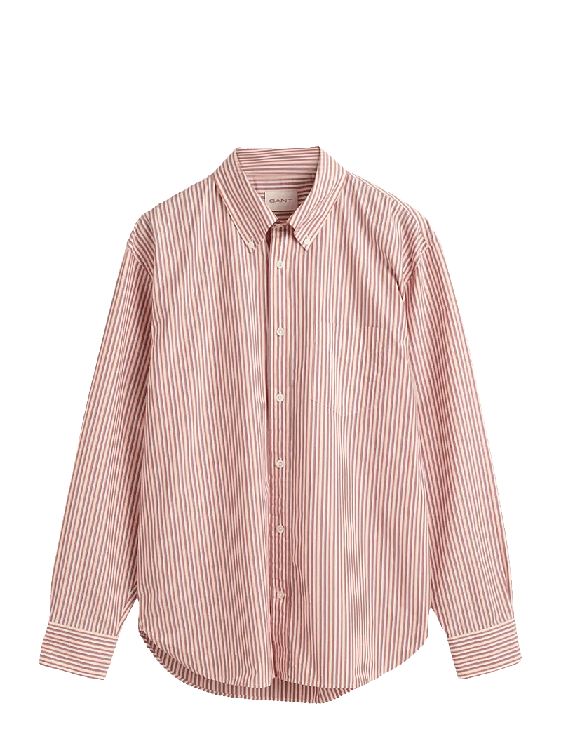 GANT - REL HERITAGE POPLIN STRIPE SHIRT - stribede skjorter - brick red - 1