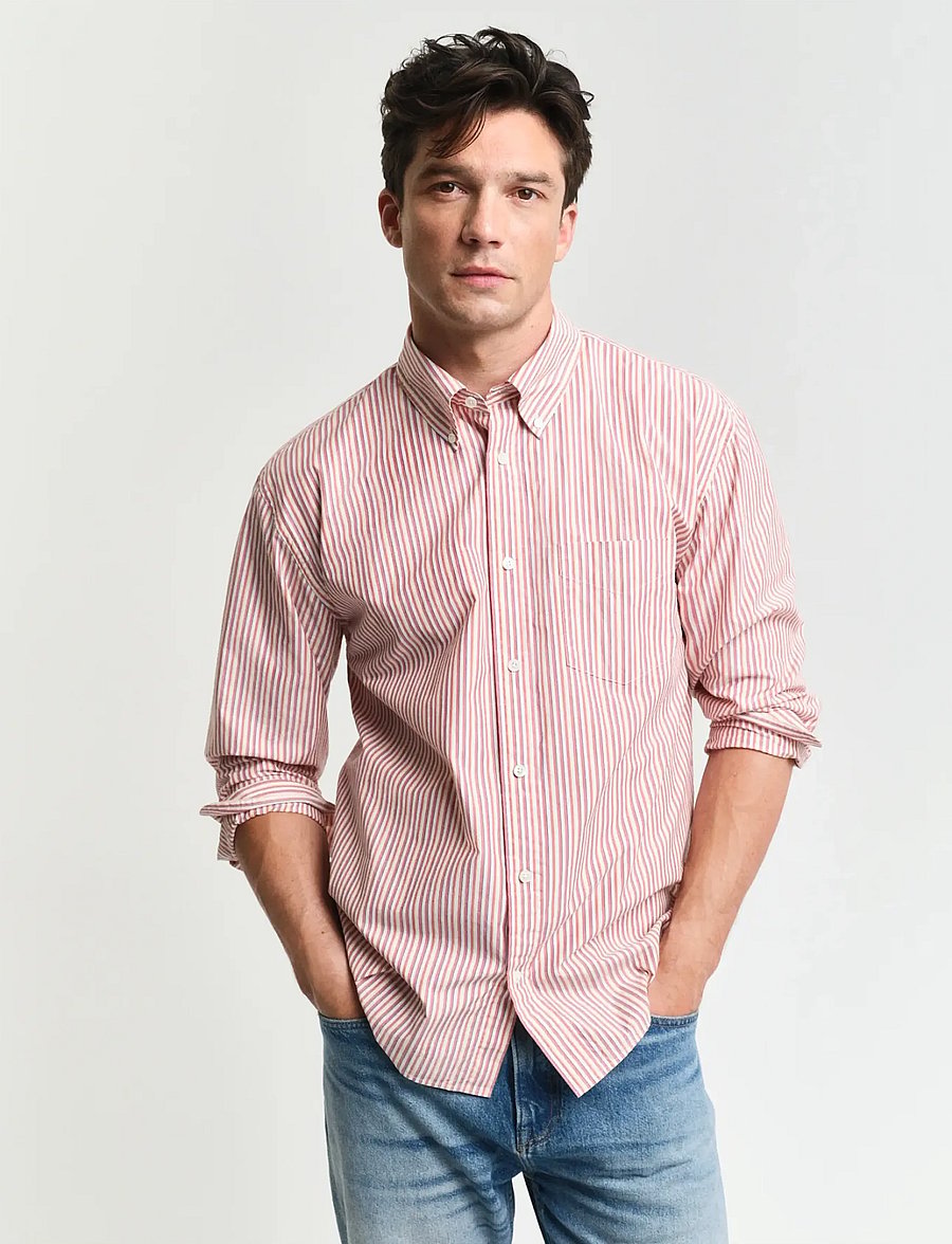 Gant - REL HERITAGE POPLIN STRIPE SHIRT - gestreifte hemden - brick red - 0