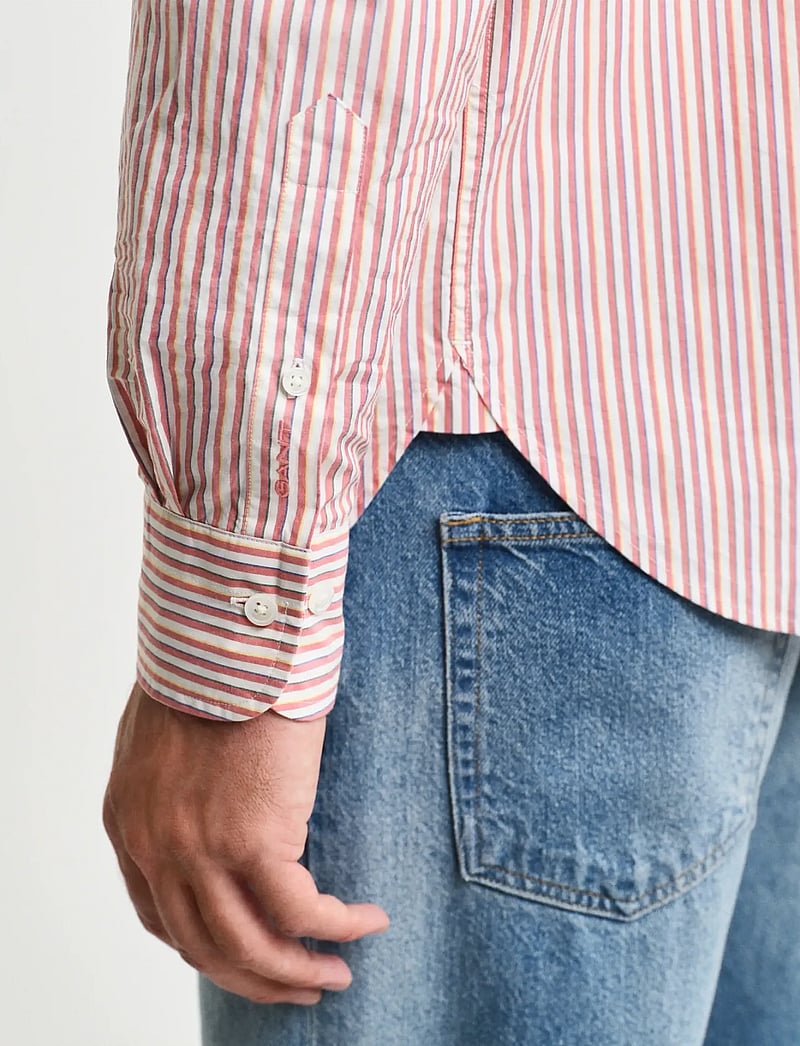 GANT - REL HERITAGE POPLIN STRIPE SHIRT - stribede skjorter - brick red - 3