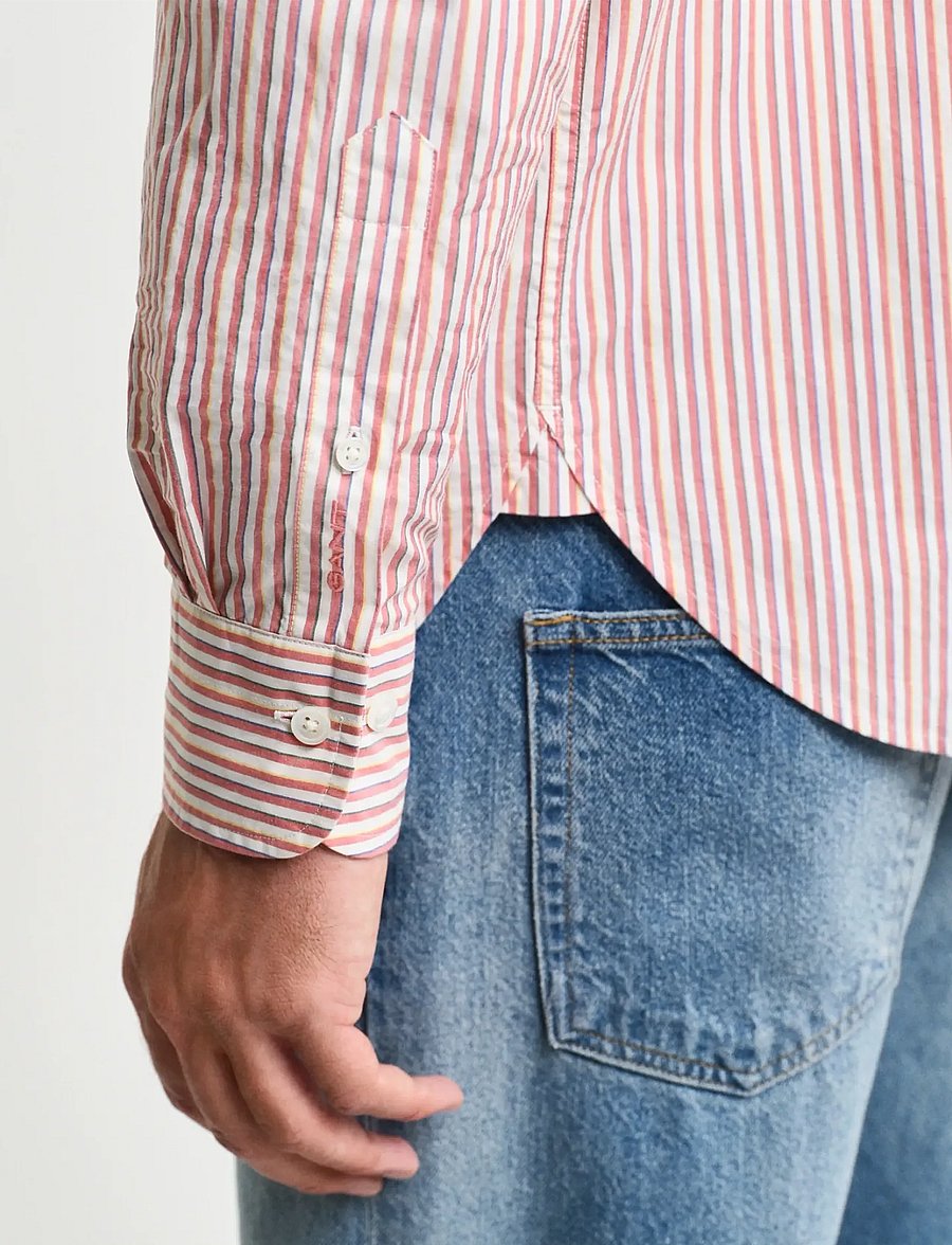 Gant - REL HERITAGE POPLIN STRIPE SHIRT - gestreifte hemden - brick red - 3