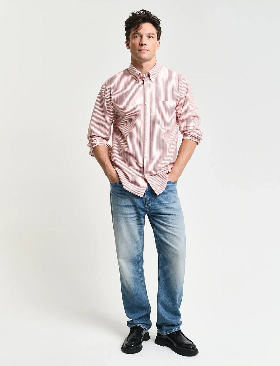 Gant - REL HERITAGE POPLIN STRIPE SHIRT - gestreifte hemden - brick red - 4