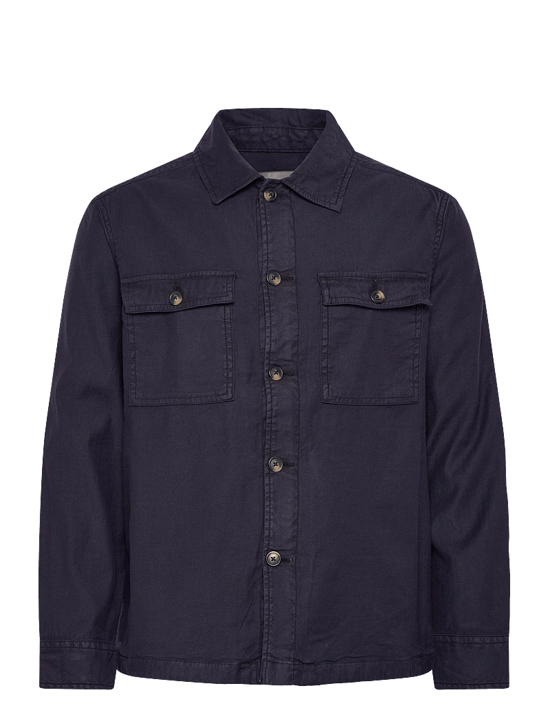 Gant - REG COT/LINEN OVERSHIRT - osta tilaisuuden mukaan - evening blue - 0