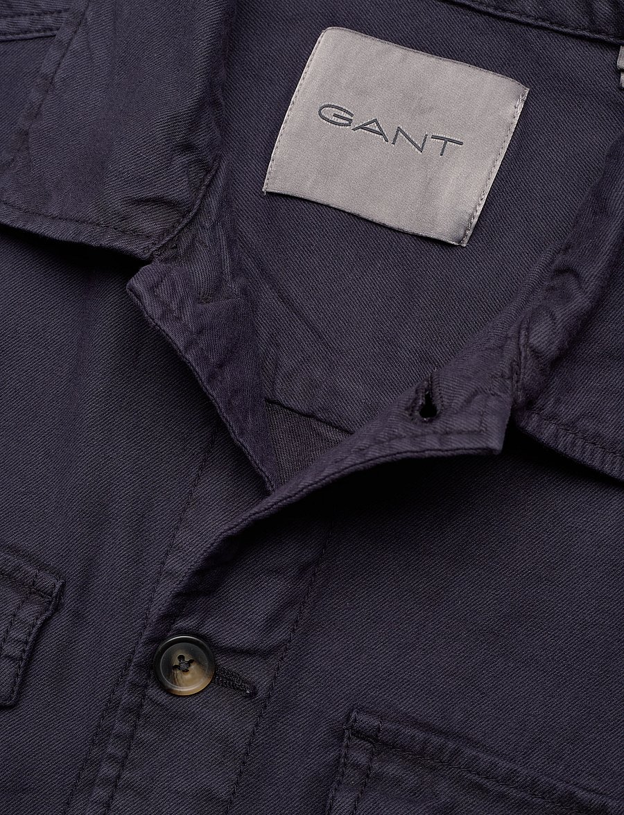 Gant - REG COT/LINEN OVERSHIRT - overshirts - evening blue - 2