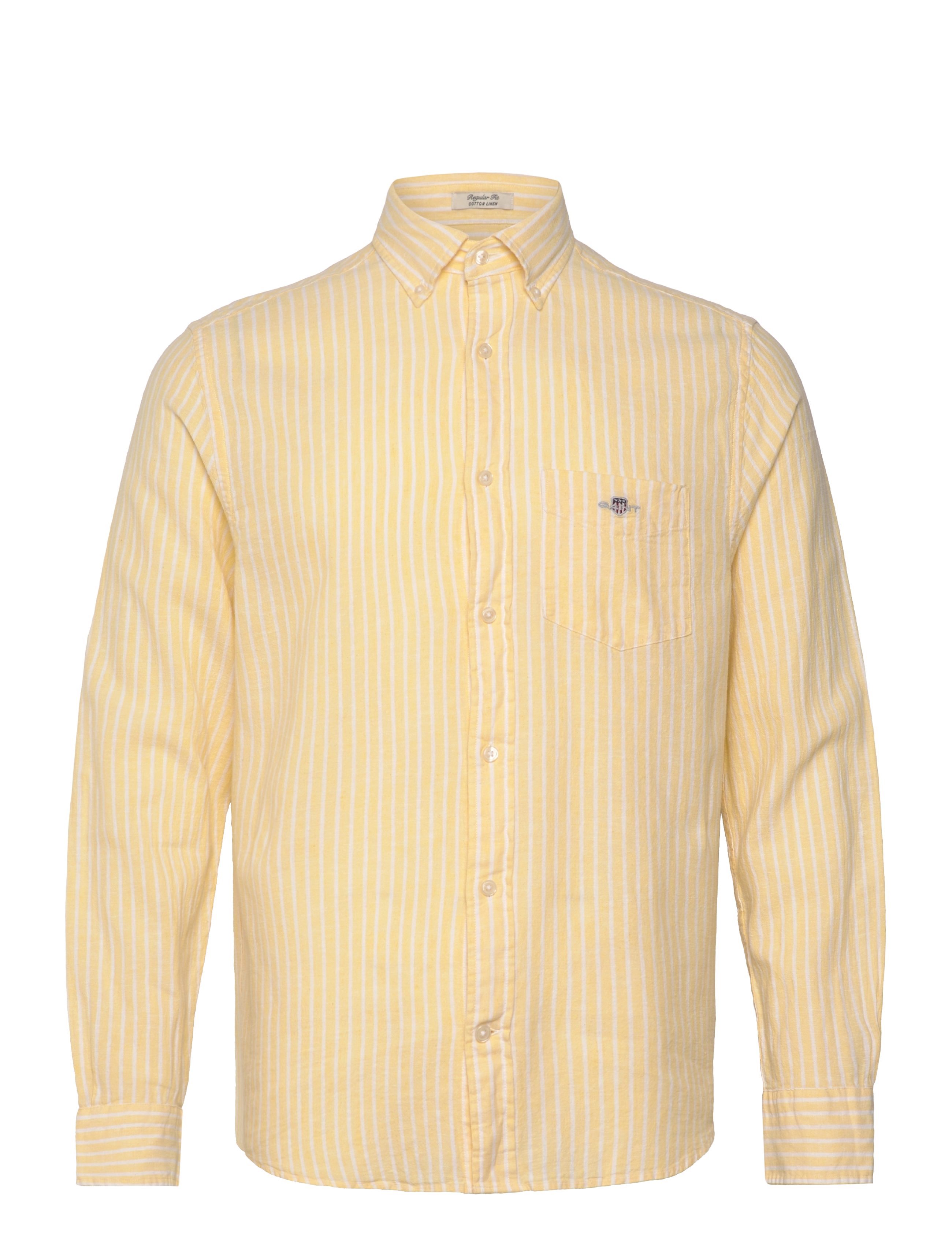 Gant REG COTTON LINEN STRIPE SHIRT - Särgid - BANANA YELLOW / yellow