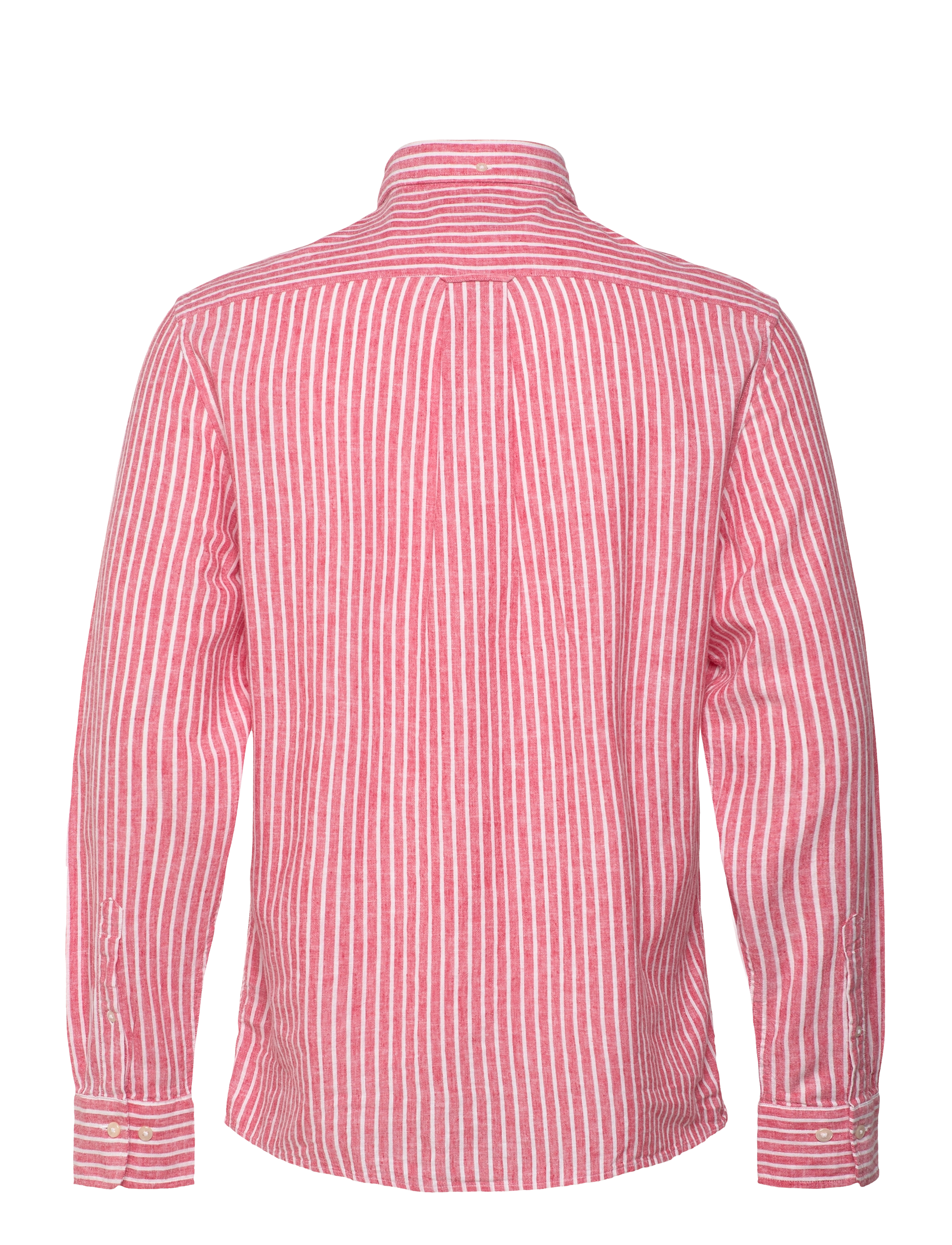 Gant - REG COTTON LINEN STRIPE SHIRT - hørskjorter - brick red - 2