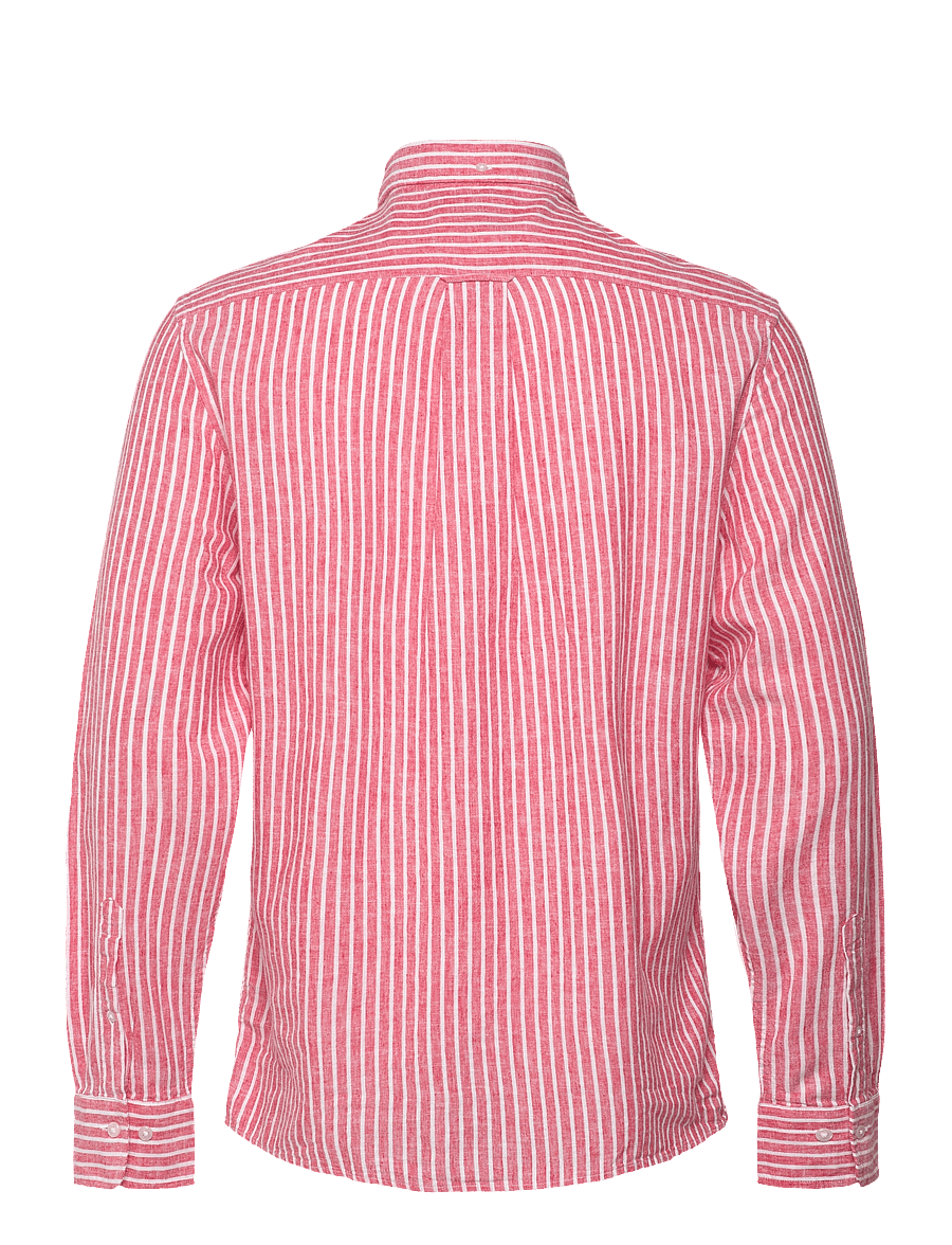 Gant - REG COTTON LINEN STRIPE SHIRT - hørskjorter - brick red - 2