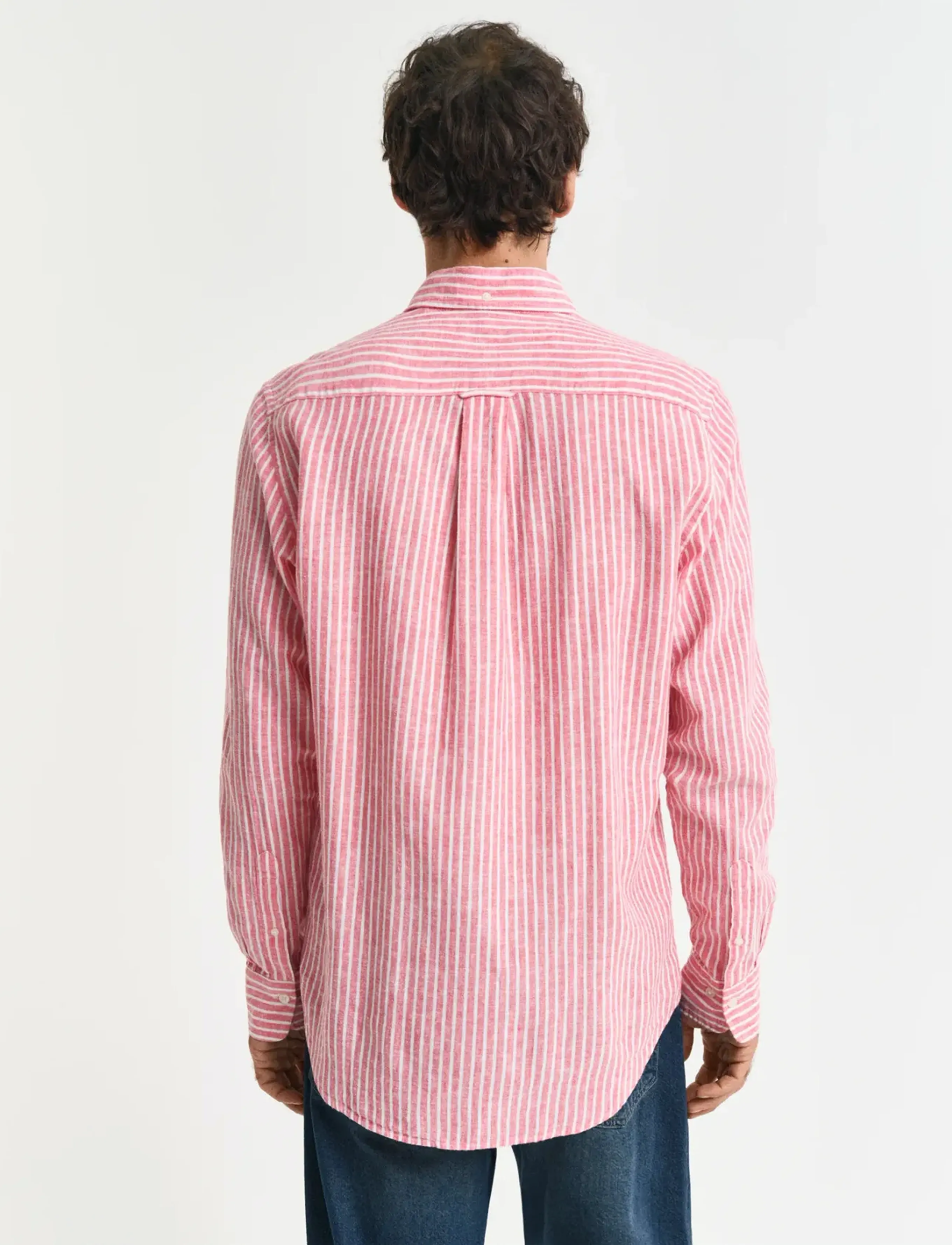 Gant - REG COTTON LINEN STRIPE SHIRT - leinenhemden - brick red - 3