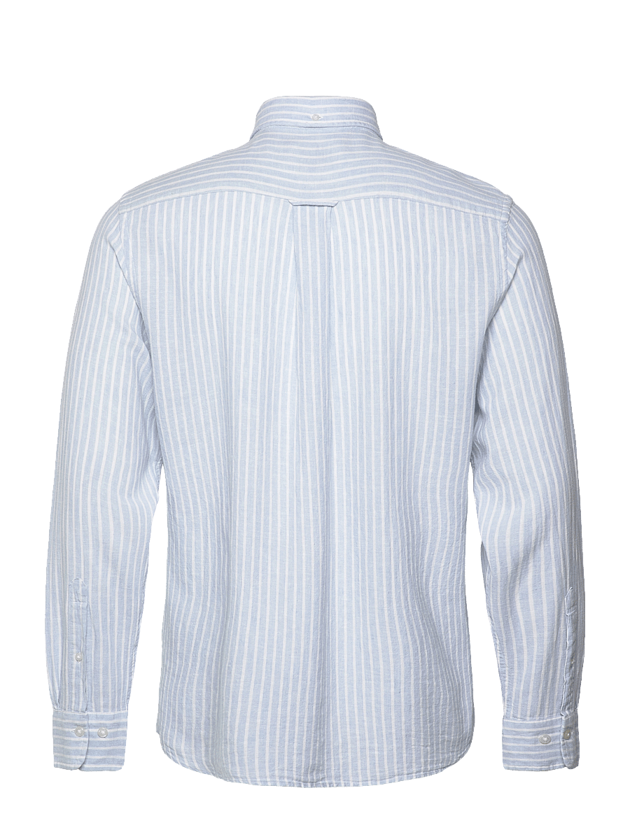 Gant - REG COTTON LINEN STRIPE SHIRT - linneskjortor - fresh blue - 2